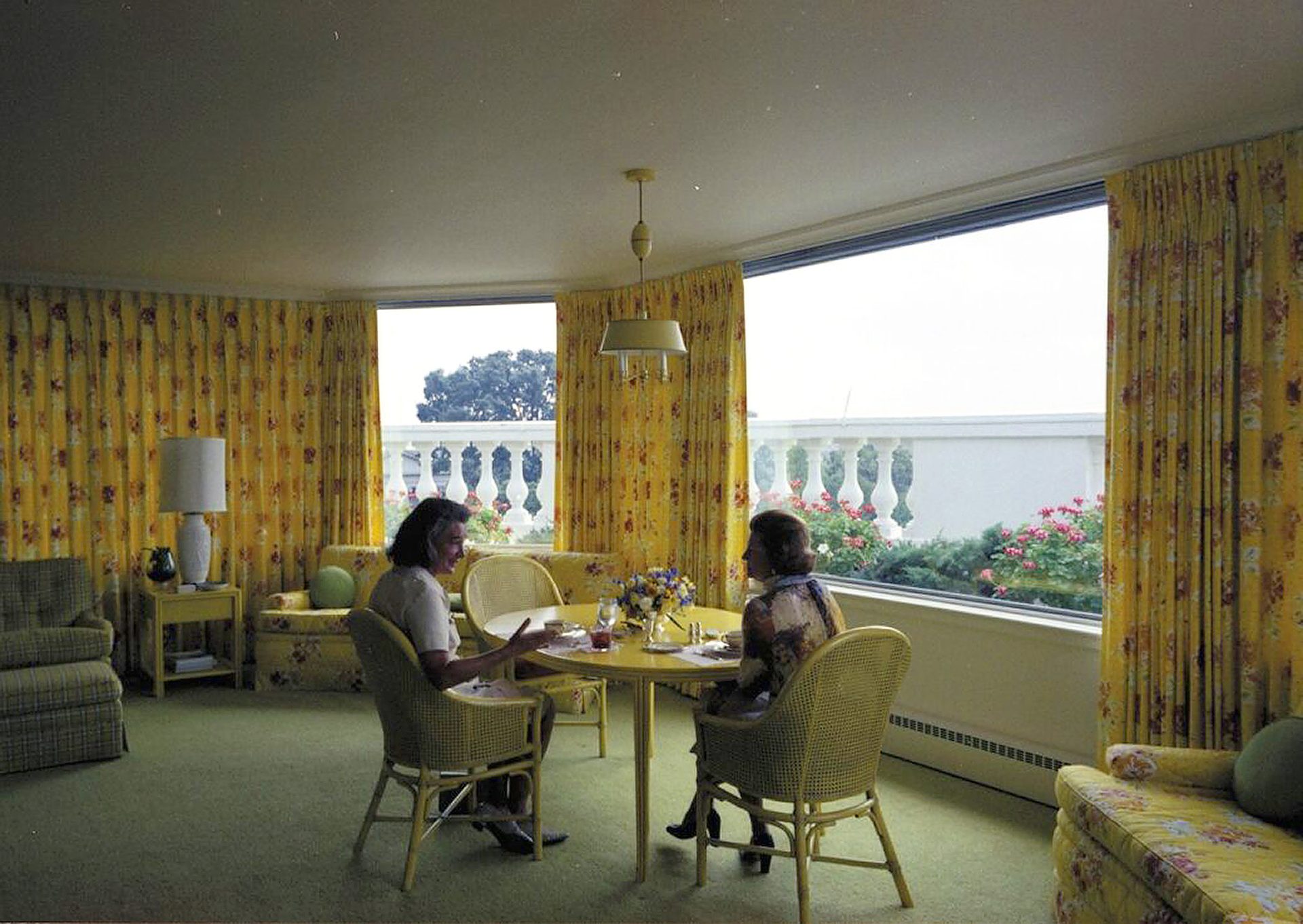 Interior design, Living room, Furniture, Floor, Flooring, Textile, Ceiling, Curtain, Couch