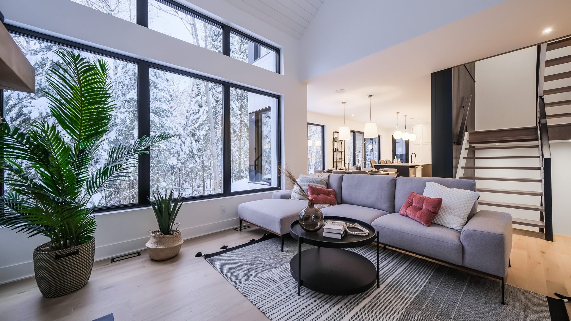 Living room, Furniture, Plant, Table, Couch, Comfort, Wood, Flowerpot, Houseplant, Lighting