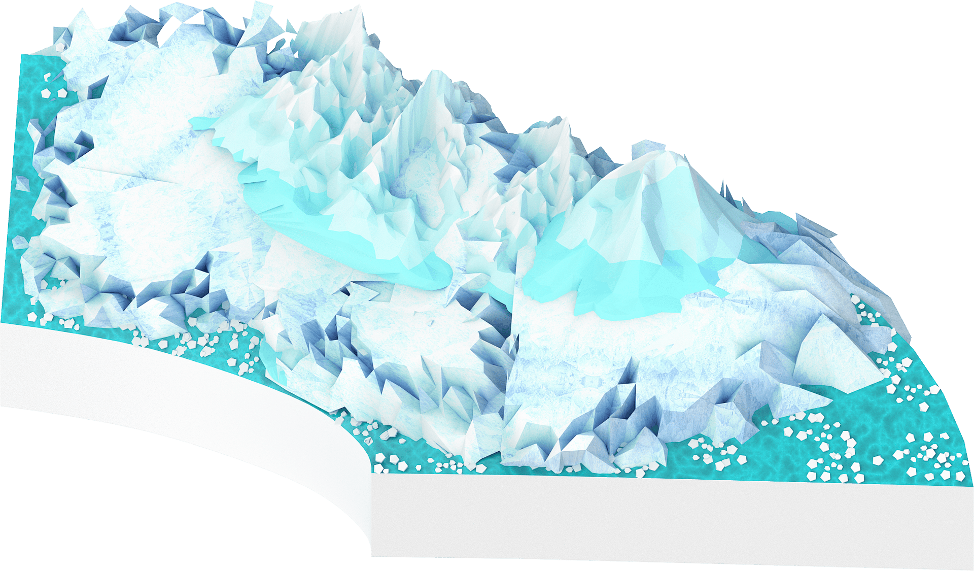 Glacial landform, Natural landscape, Ice cap, Plant, Organism, Tree, Snow, Font, Slope