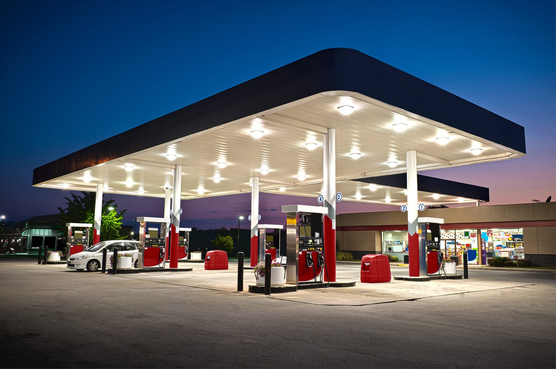 Gas pump, Filling station, Automotive lighting, Sky, Gasoline, Fuel, Shade
