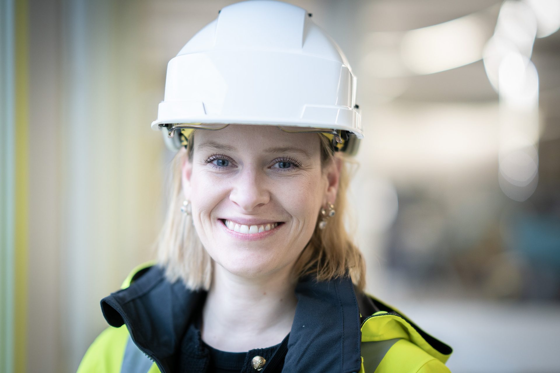 Personal protective equipment, Hard hat, Head, Nose, Helmet, Headgear, Eye, Mouth, Smile, Workwear