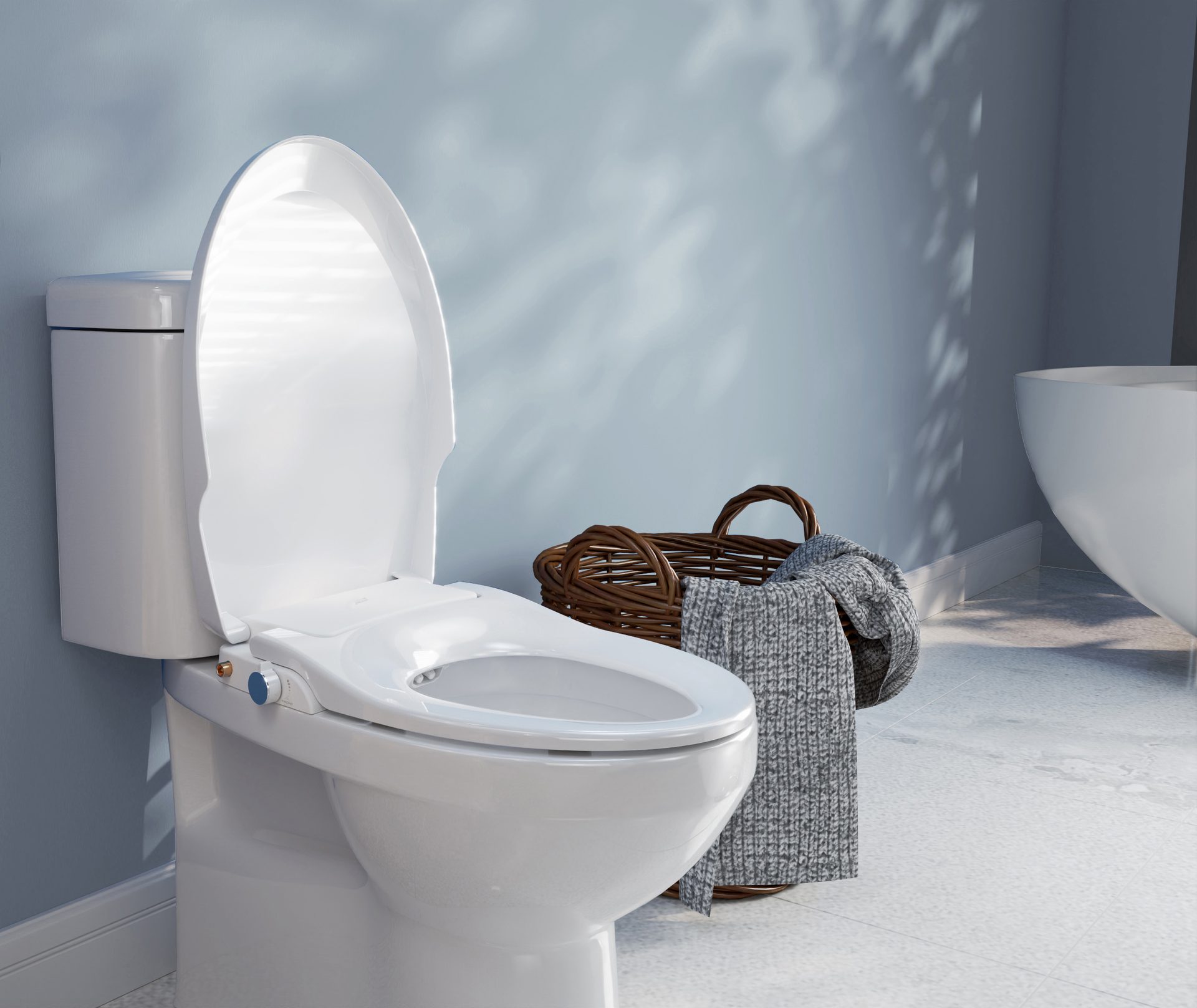 Toilet seat, Plumbing fixture, Household supply, Product, Purple, Bathroom, Comfort, Floor