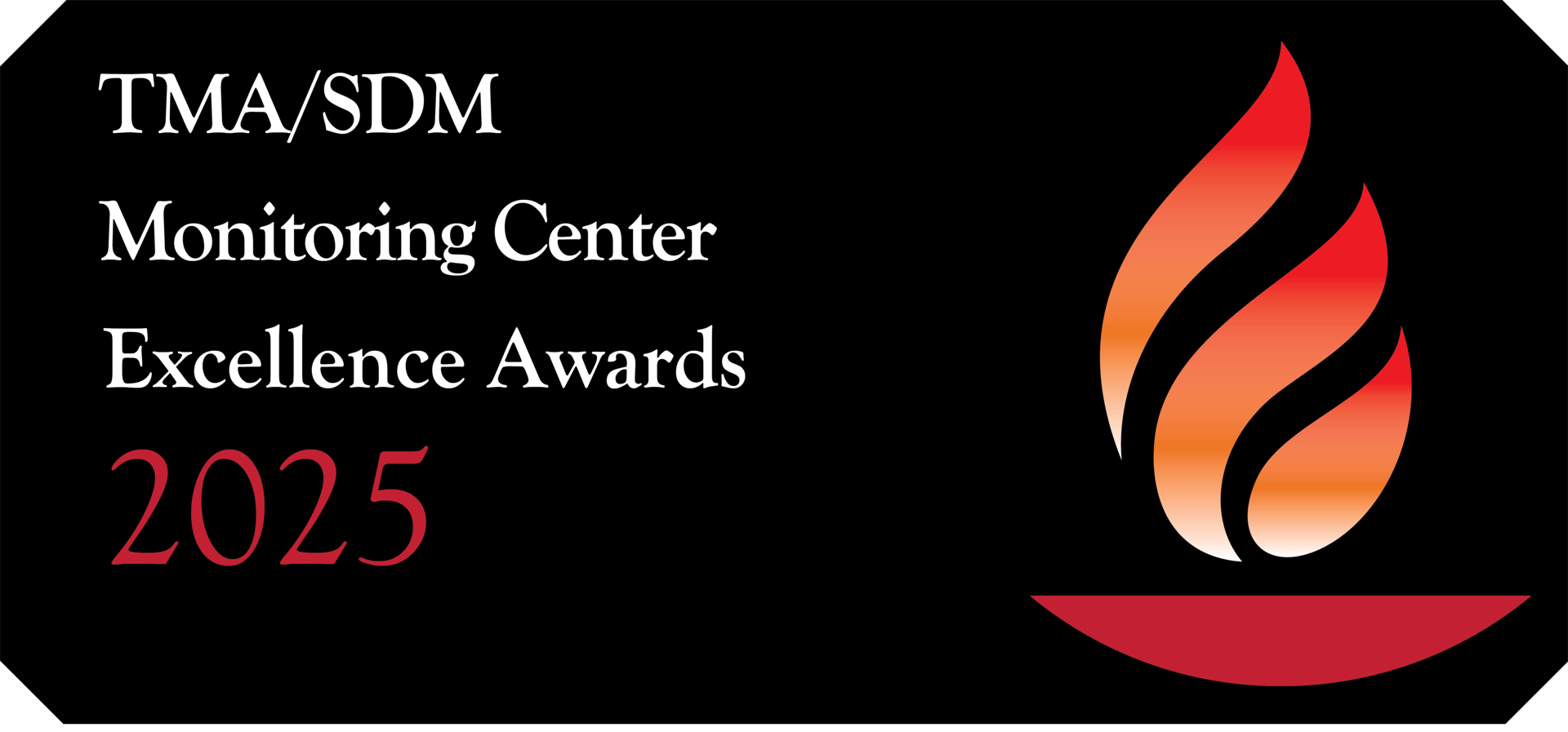 TMA/SDM Monitoring Center Excellence Awards 2025 logo with orange-red flame.