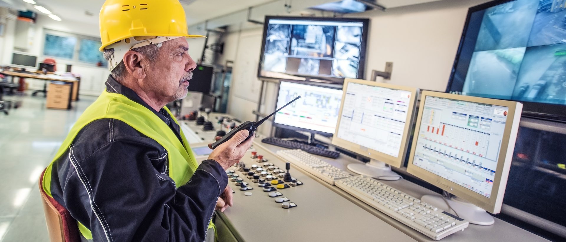 Personal computer, Hard hat, Yellow, Peripheral, Workwear, Desk, Helmet