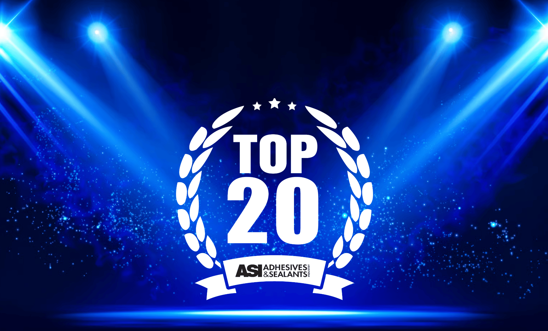 ASI Adhesives & Sealants Industry "TOP 20" emblem on blue background.
