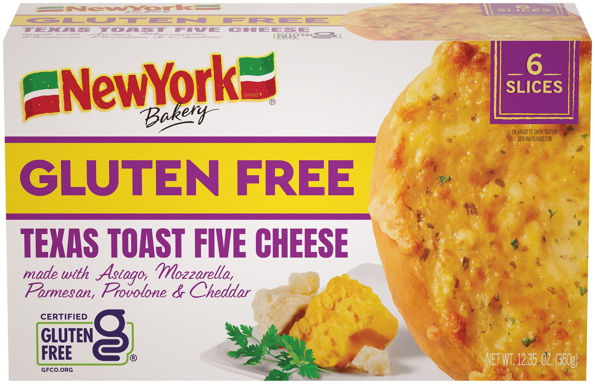 New York Bakery Gluten Free Texas Toast Five Cheese box, 6 slices.