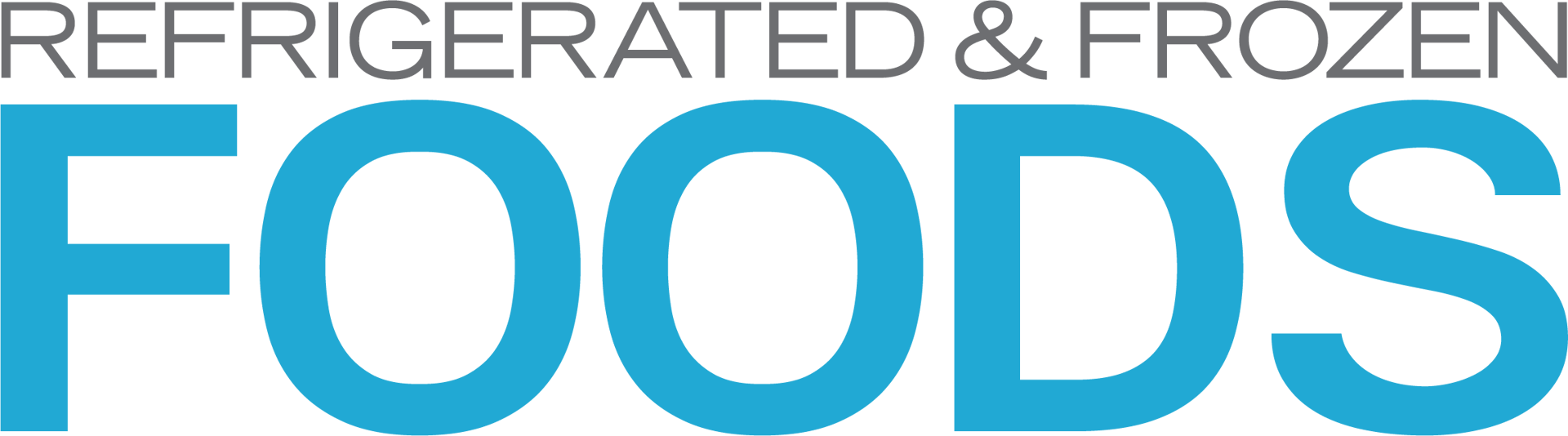 REFRIGERATED & FROZEN FOODS text, grey above blue.