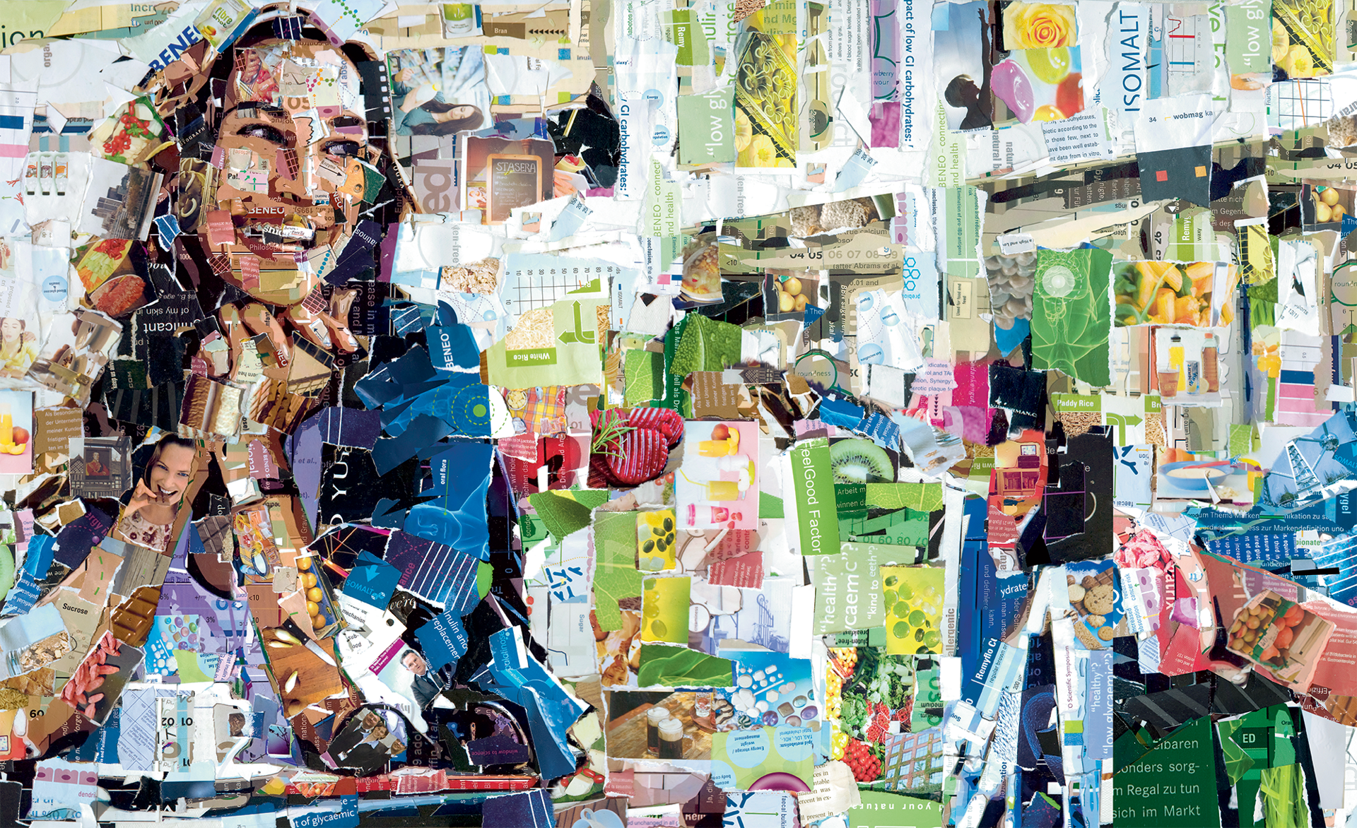 Woman with collage background