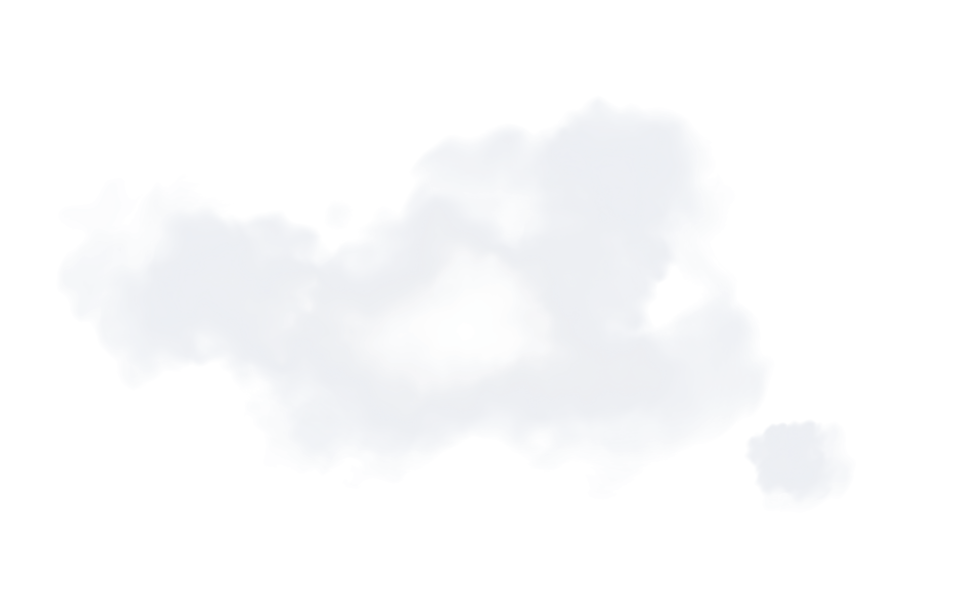 A large fluffy white cloud and a smaller detached cloud against a dark green background.