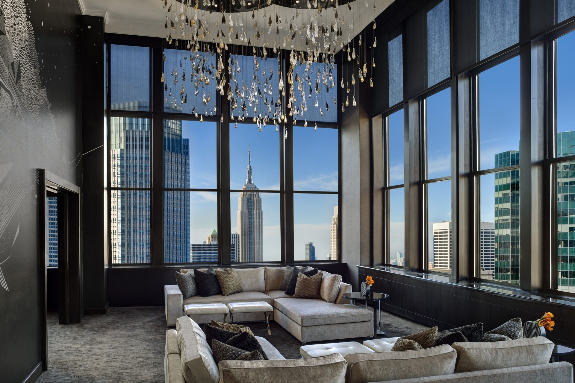 Interior design, Building, Property, Couch, Furniture, Table, Window, Azure, Shade, Plant
