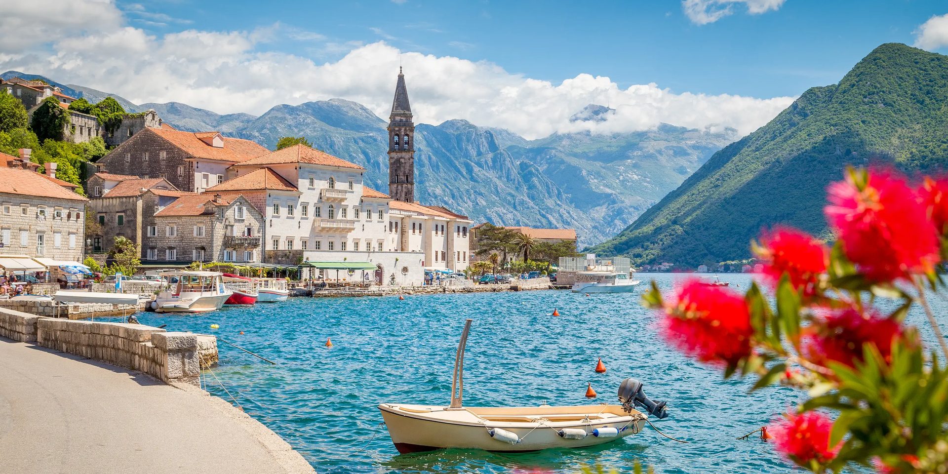 Water, Cloud, Sky, Boat, Mountain, Building, Watercraft, Azure, Blue, Plant