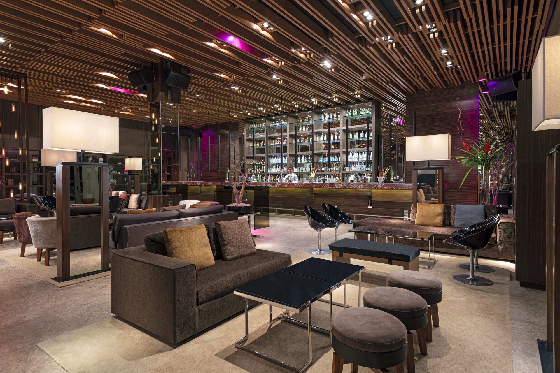 Interior design, Couch, Purple, Lighting, Floor