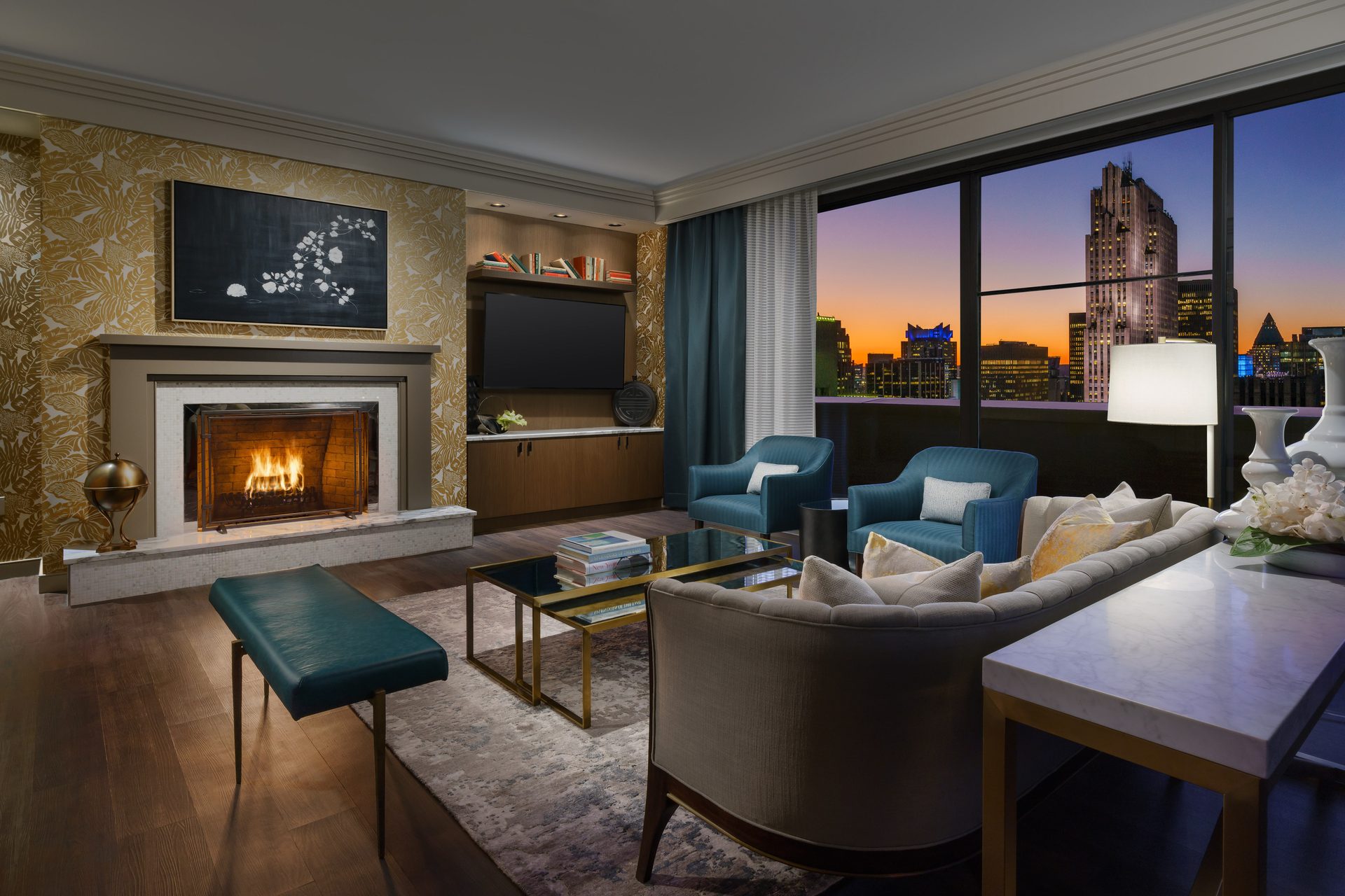 Picture frame, Interior design, Living room, Table, Furniture, Property, Building, Couch, Lighting, Architecture