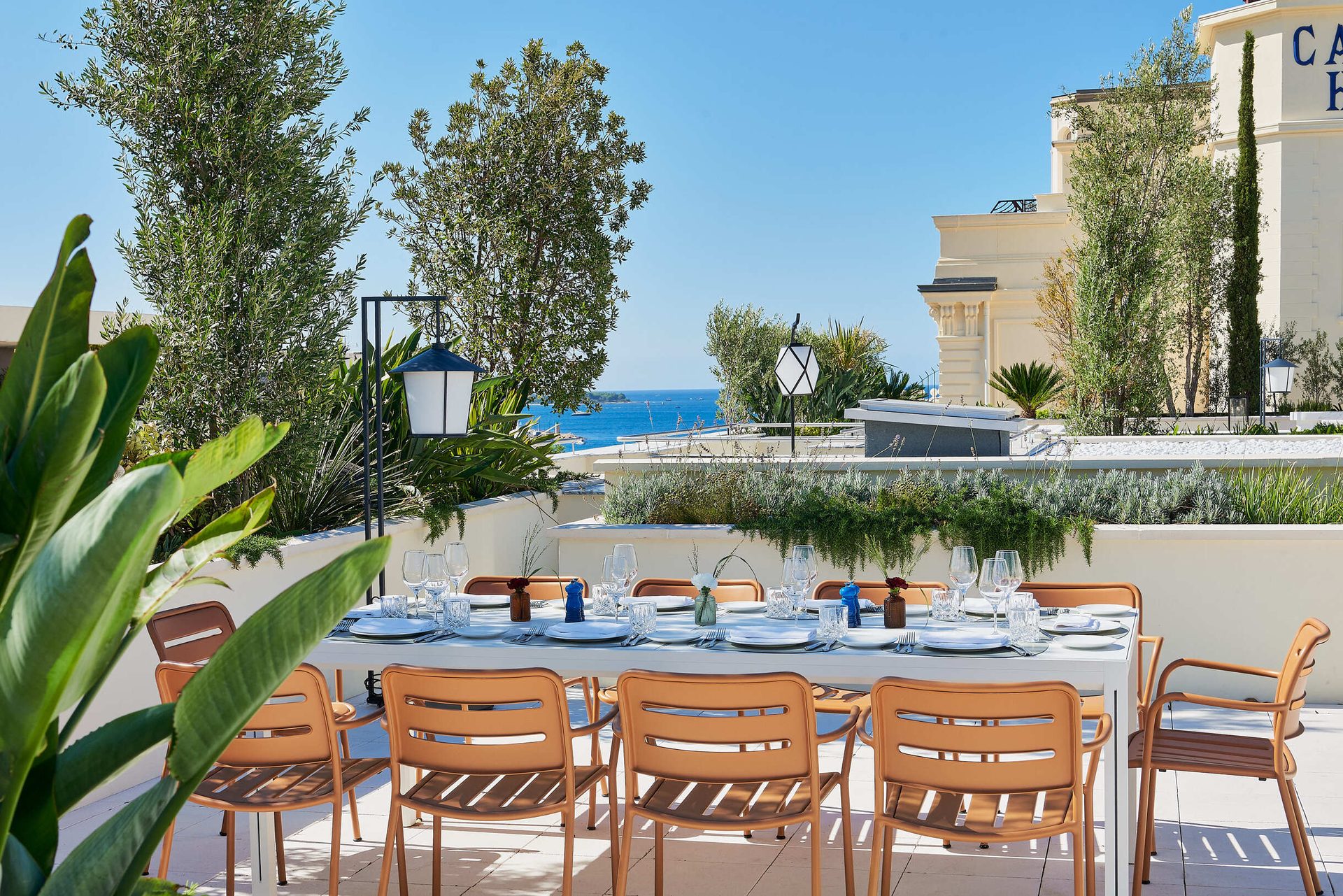 Outdoor furniture, Sky, Property, Table, Chair, Plant, Azure, Tree