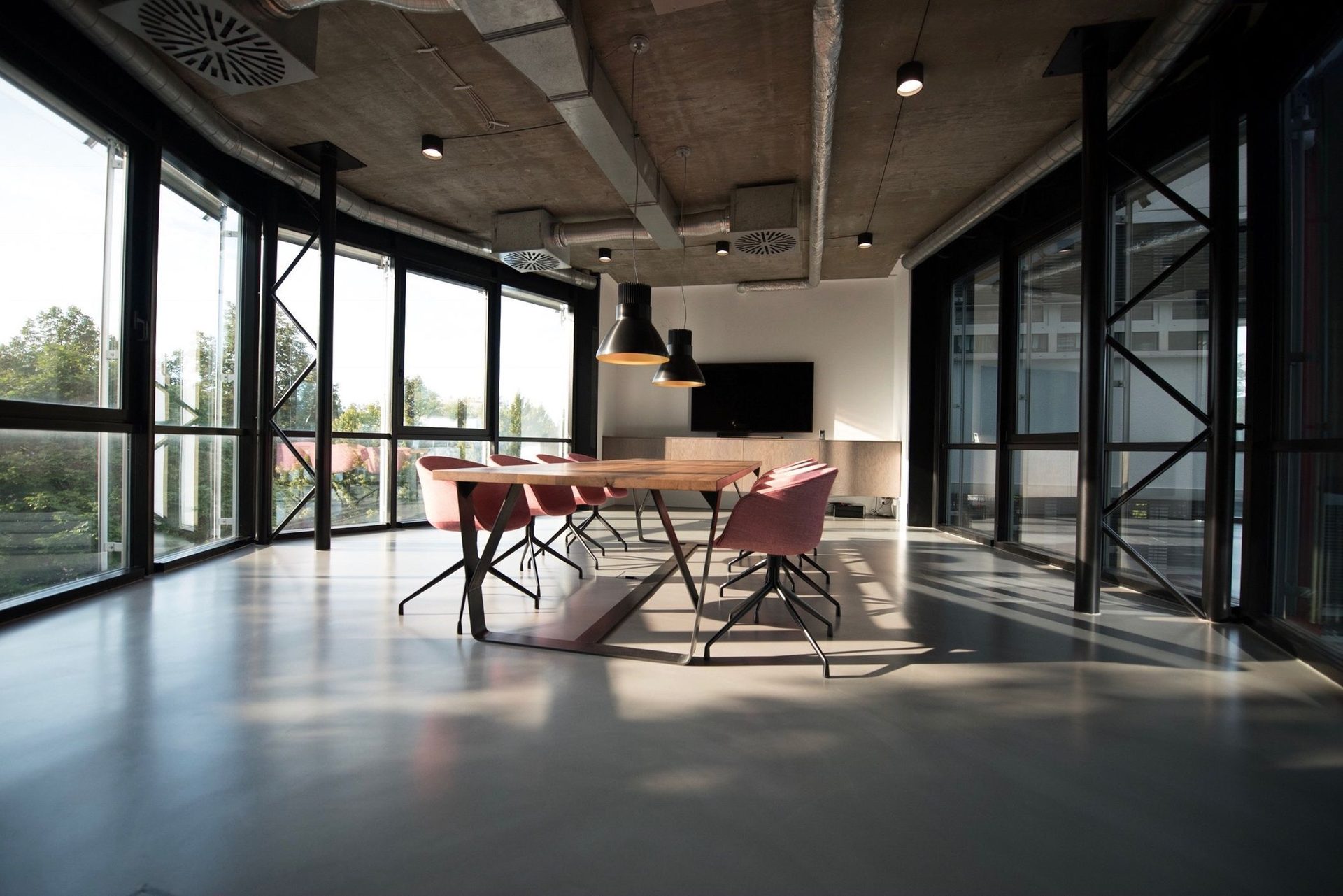 Kitchen & Dining Room Table, Interior design, Light fixture, Furniture, Flooring, Chair, Floor, Ceiling, Lighting