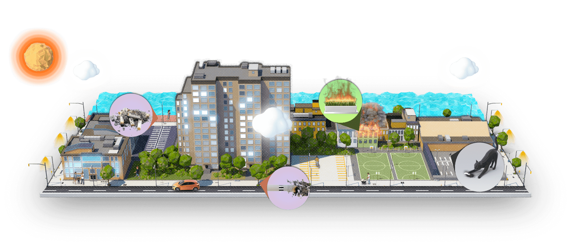 Urban design, Building, Plant, Grass