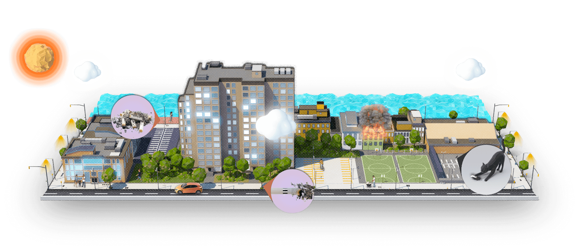 Urban design, Land lot, Building, Plant, Sky, Neighbourhood, Art