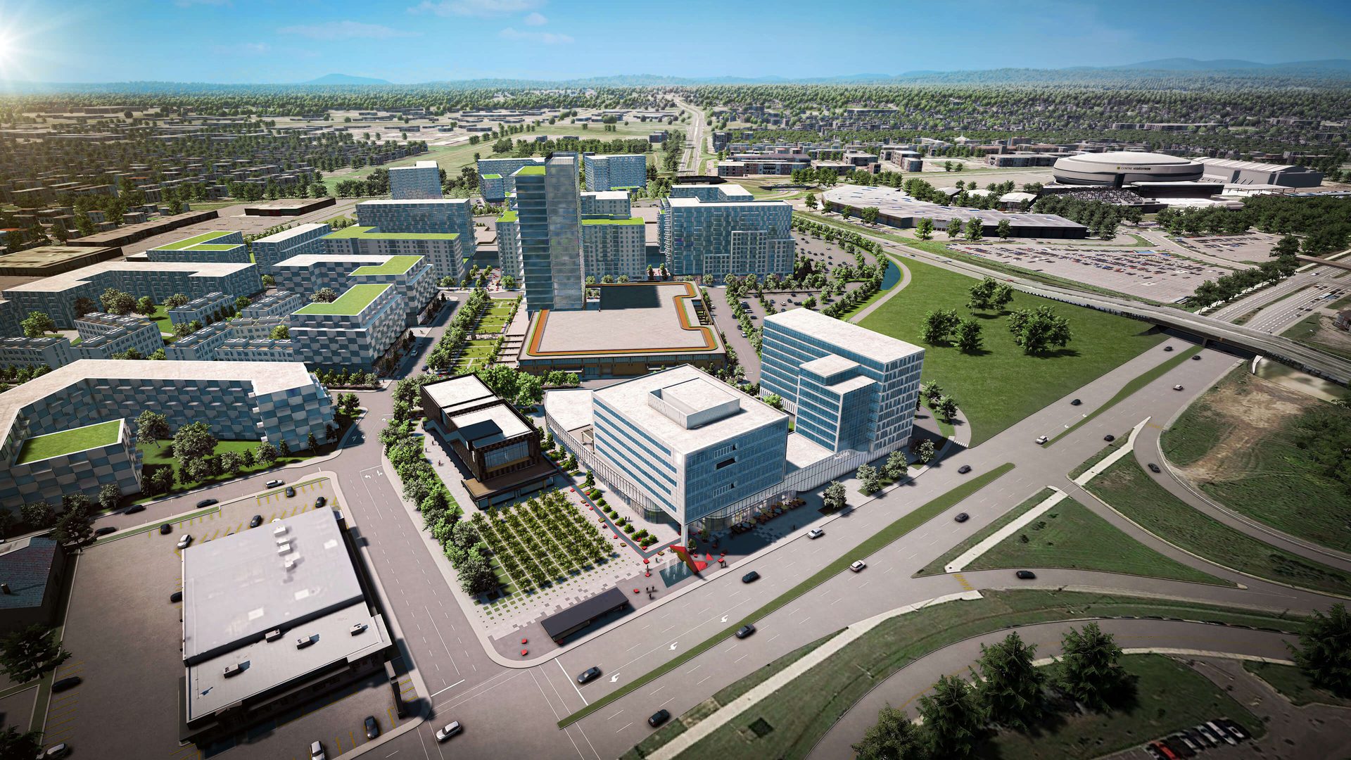 Land lot, Urban design, Tower block, Sky, Building, Infrastructure, Plant, Condominium, Neighbourhood