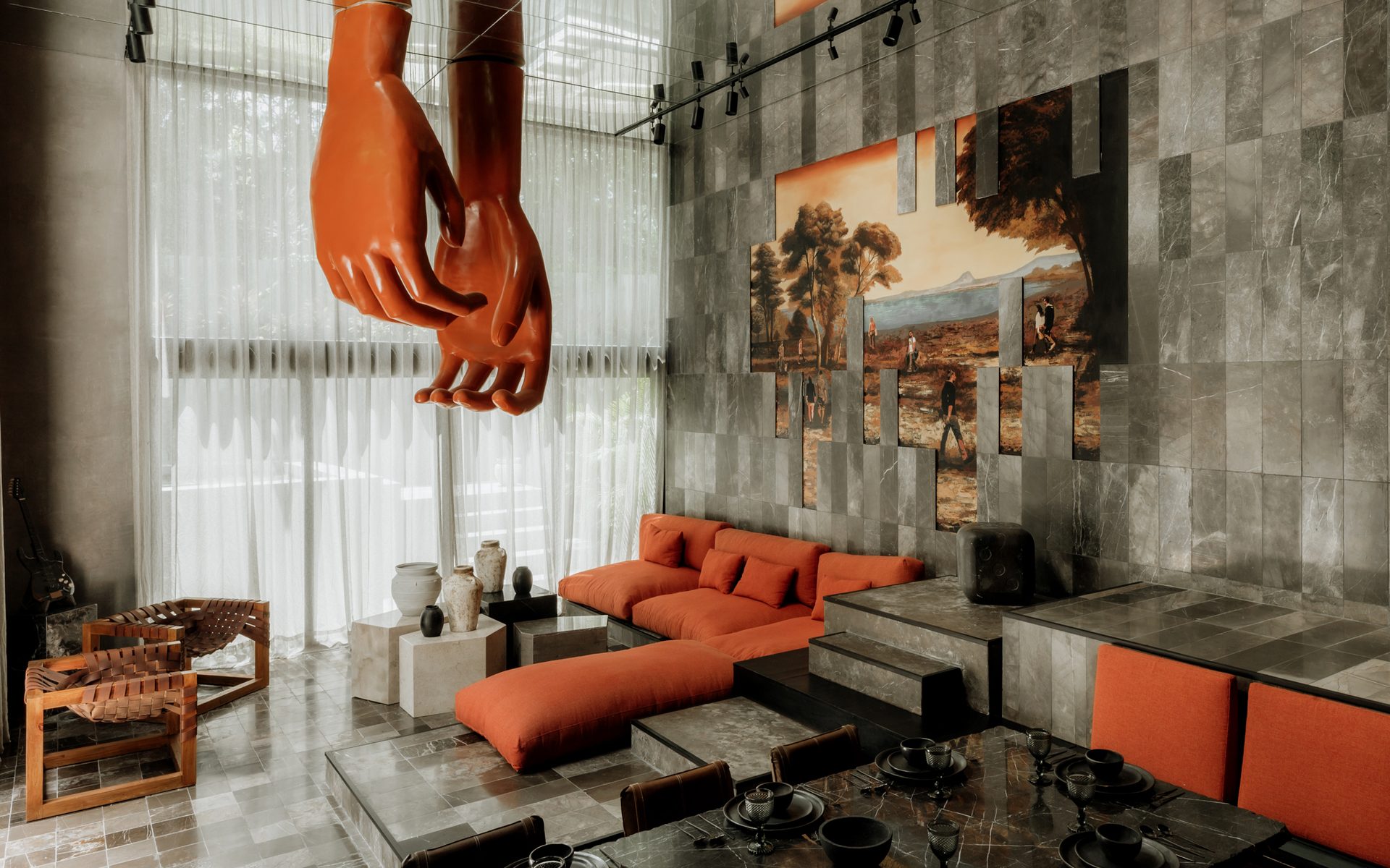 Interior design, Living room, Flooring, Furniture, Floor, Ceiling, Daybed, Couch, Chair
