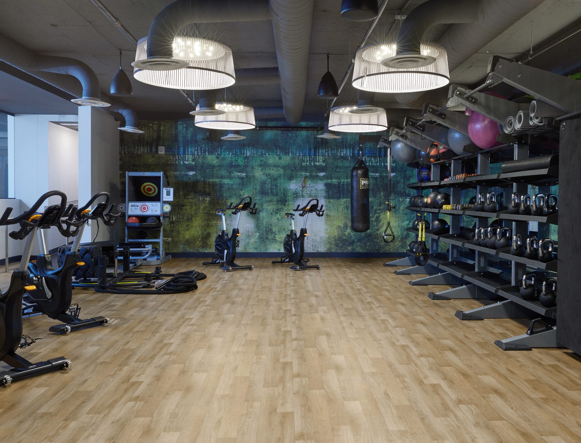 Exercise machine, Building, Floor, Flooring