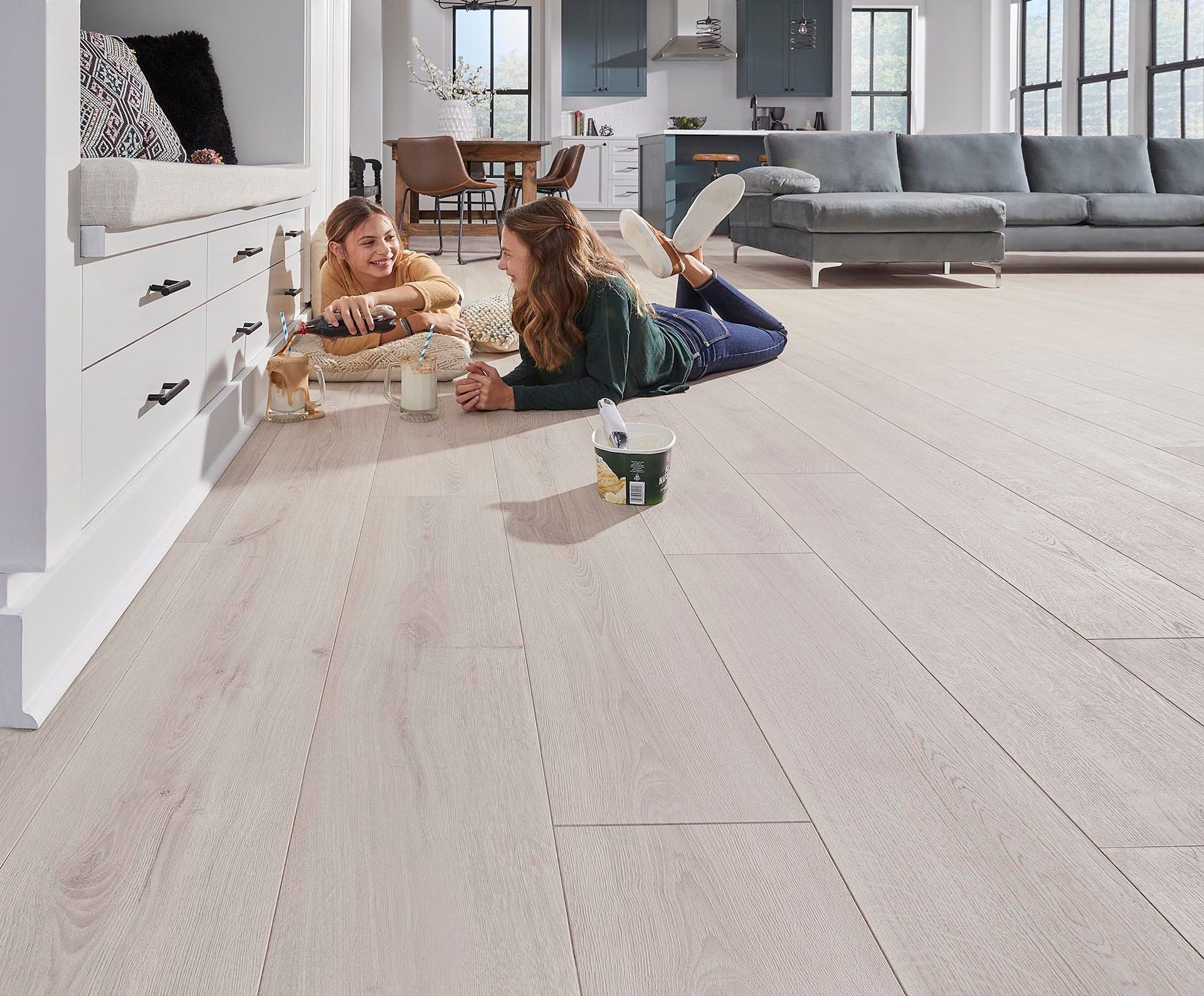 Road surface, Cabinetry, Wood, Couch, Flooring, Grey, Floor, Comfort, Hardwood