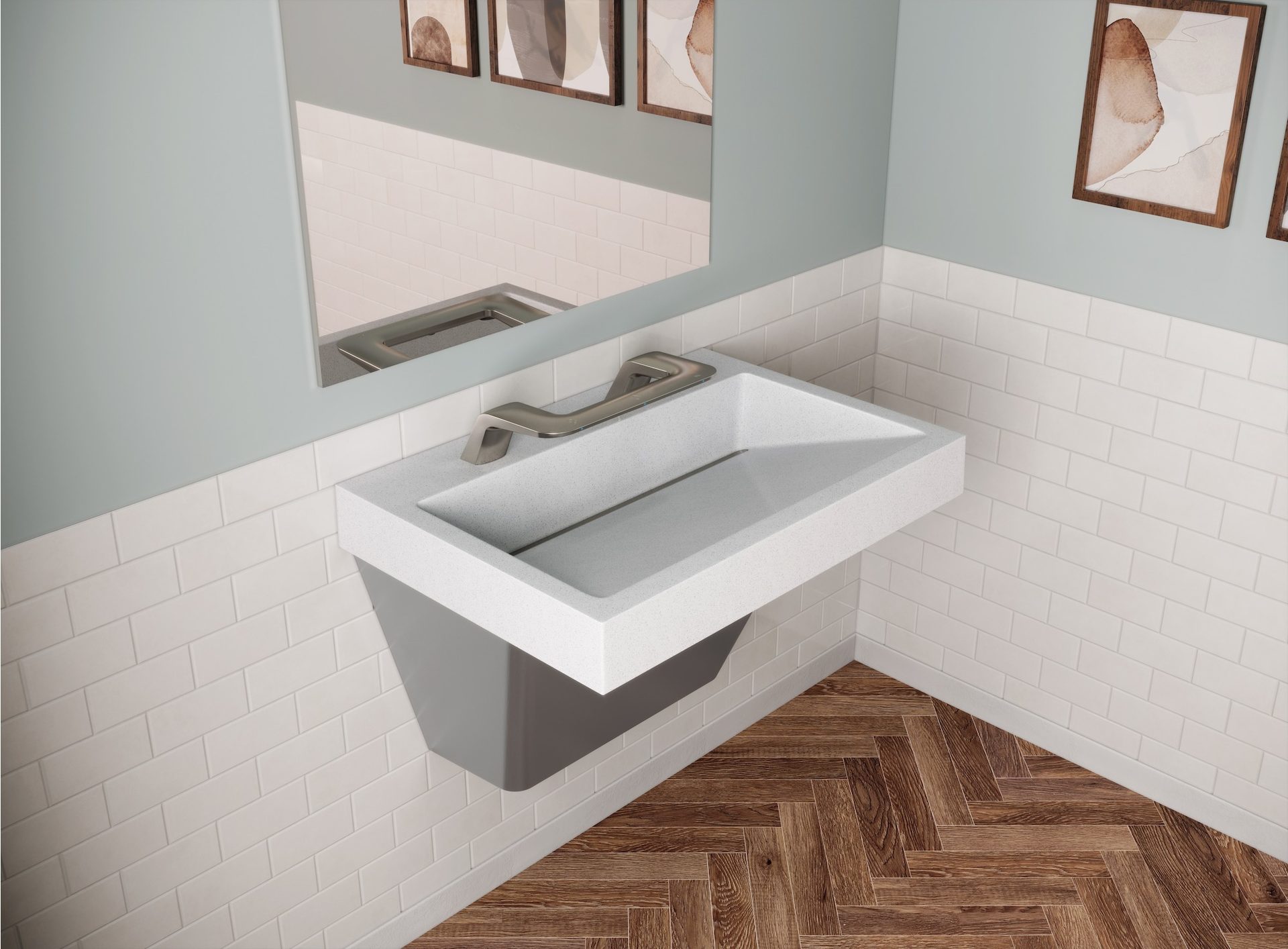 Plumbing fixture, Bathroom sink, Interior design, Tap, Property, Architecture, Mirror, Wood