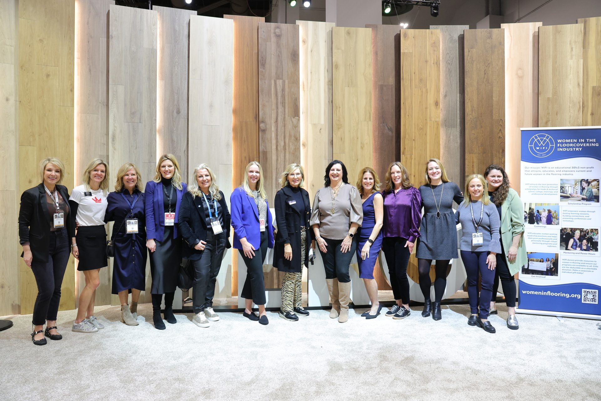 Women in the Flooring Industry board and committee members at the WIFI gathering hosted by Mohawk at TISE 2024. 