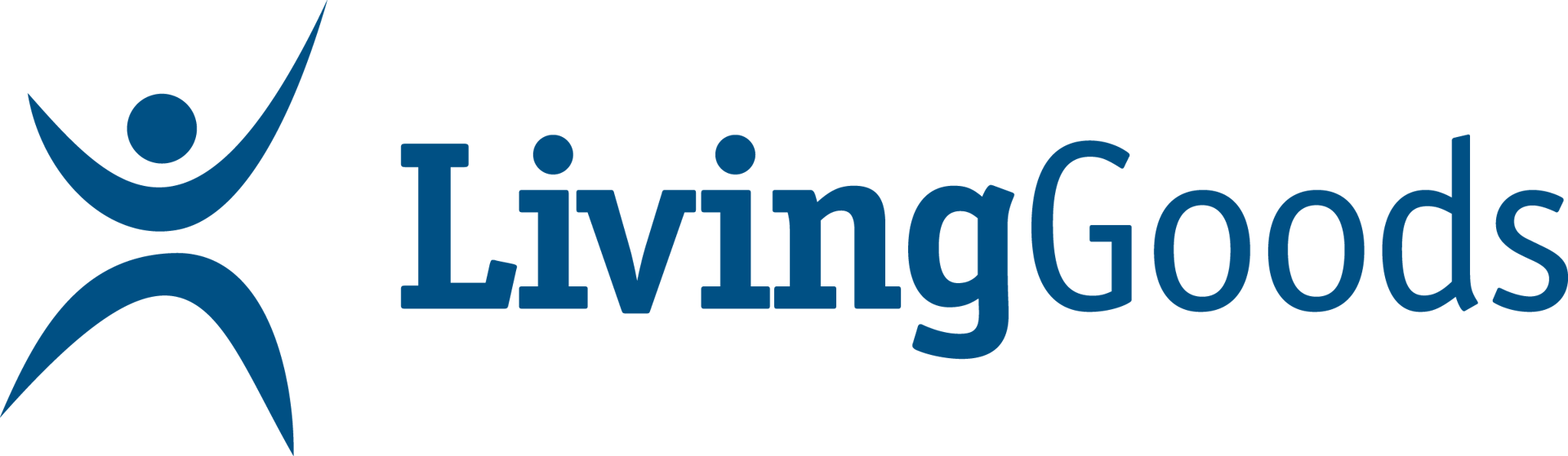 LivingGoods logo with a blue stylized human figure icon and the company name in blue text.