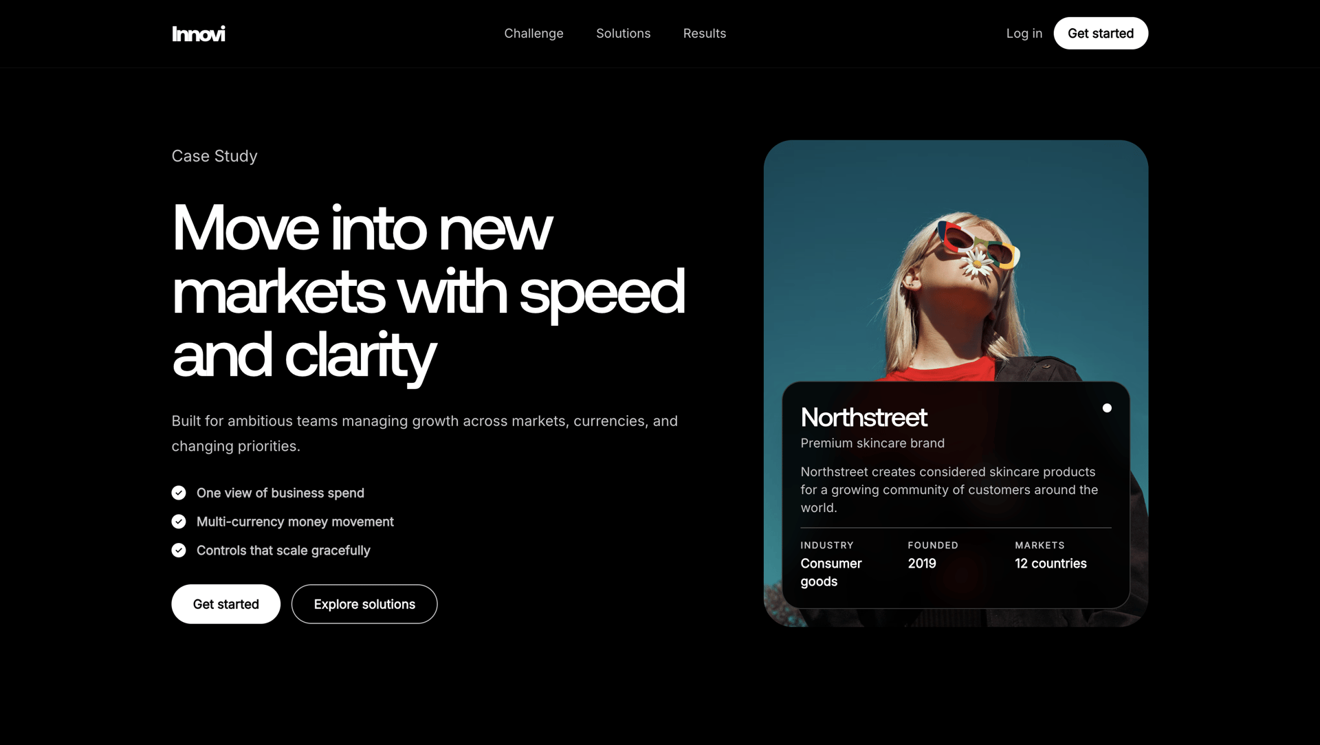 Innovi's case study on expanding into new markets with speed and clarity, featuring Northstreet skincare.