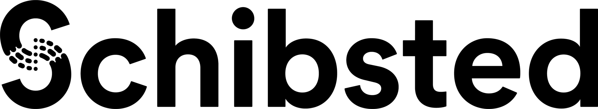 The black logo for Schibsted, featuring a distinctive textured pattern within the capital 'S'.