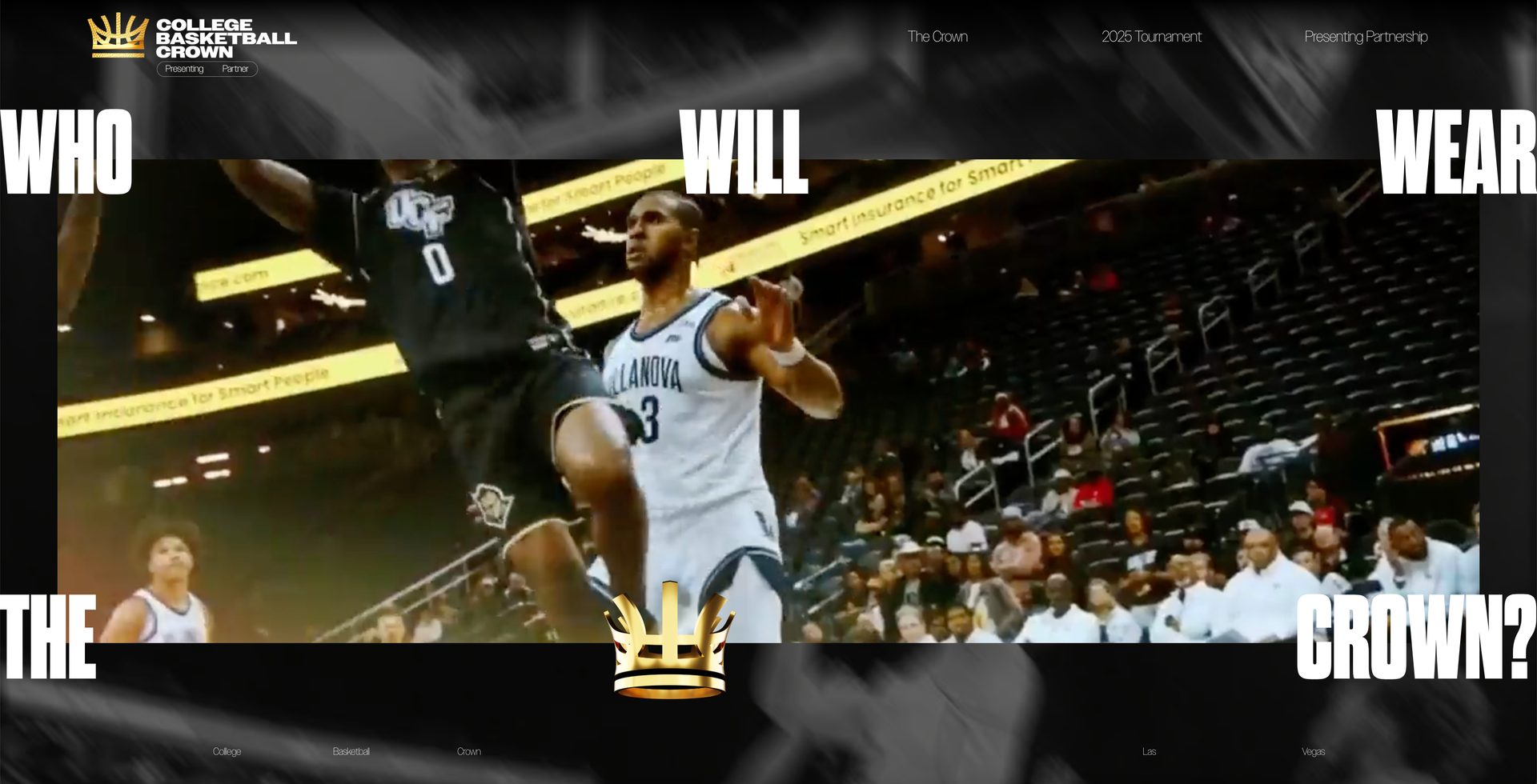 College Basketball Crown promo with players, asking "WHO WILL WEAR THE CROWN?".