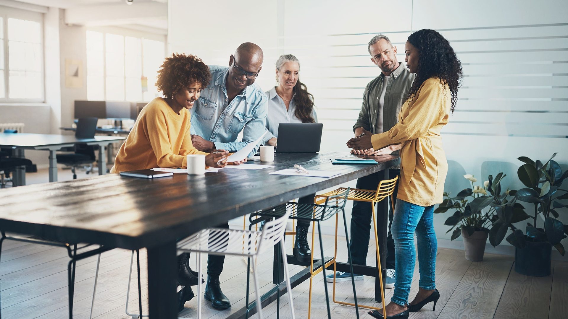 Personal computer, Interior design, Table, Laptop, Furniture, Plant, Flowerpot, Leisure