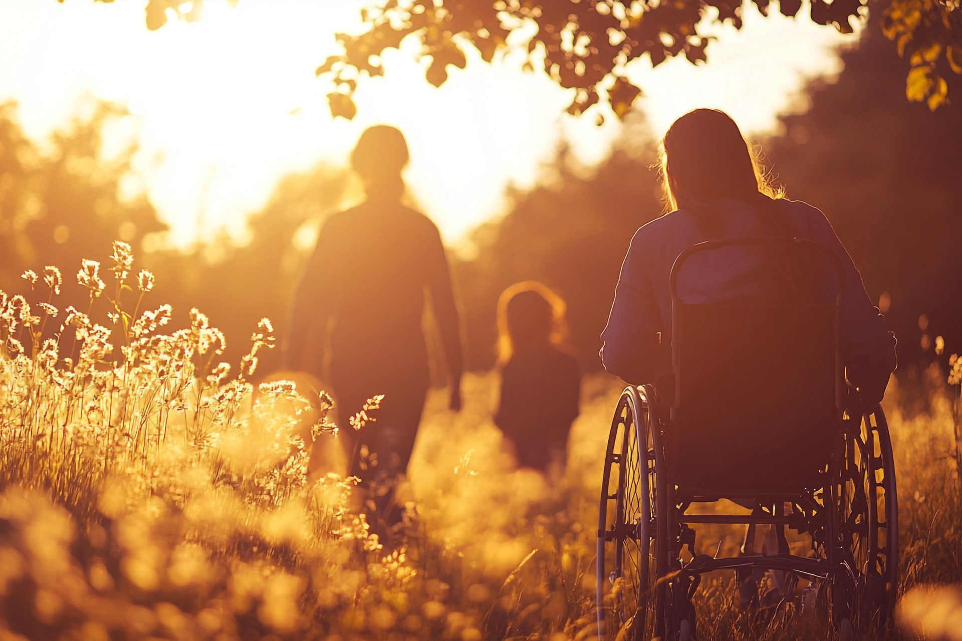 People in nature, Wheelchair, Sunlight, Happiness