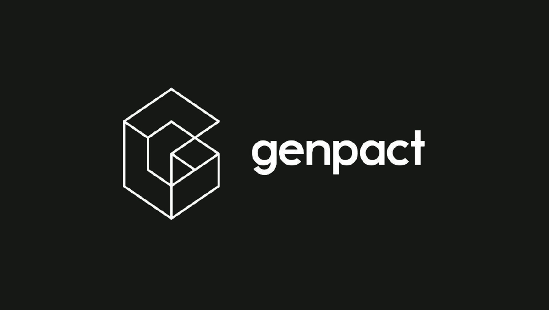 Genpact logo: white geometric design and 'genpact' text on black background.