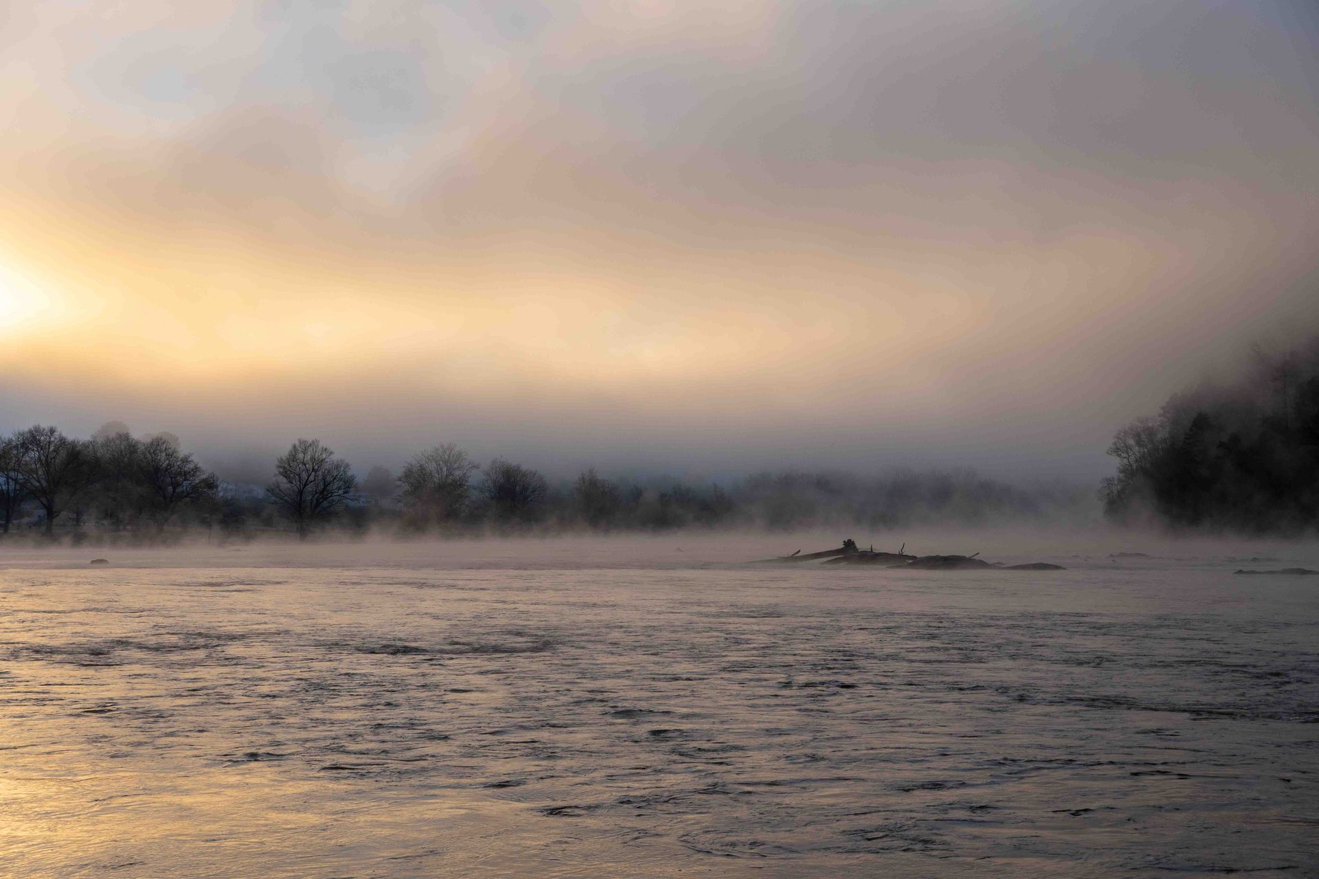 atmospheric phenomenon, Liquid, Mist, Evening, Morning, Fog, Sunlight, River, Sunrise, Dusk