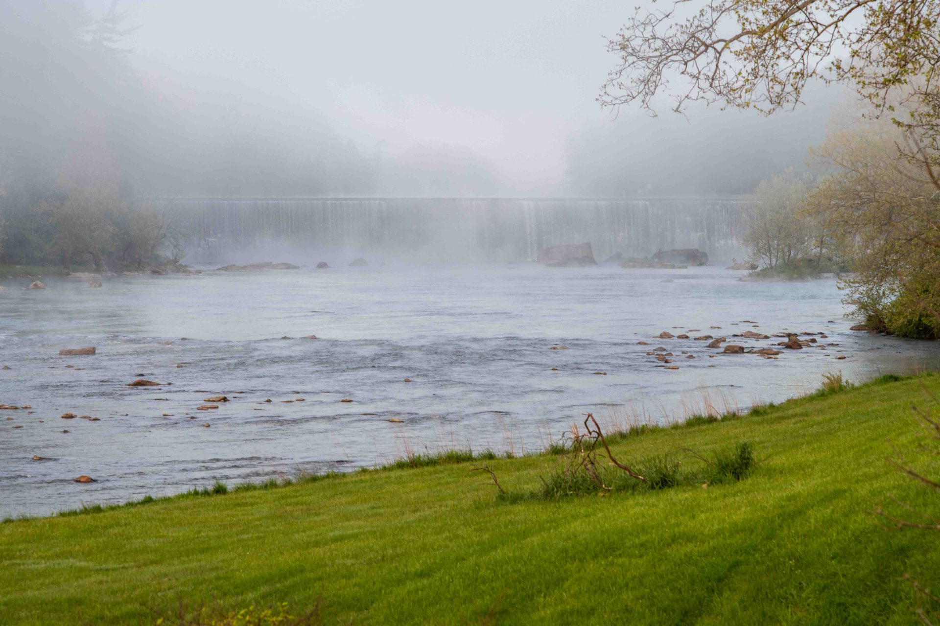 Fluvial landforms of streams, atmospheric phenomenon, Natural landscape, Water, Bank, Mist, Fog, Watercourse, River, Morning