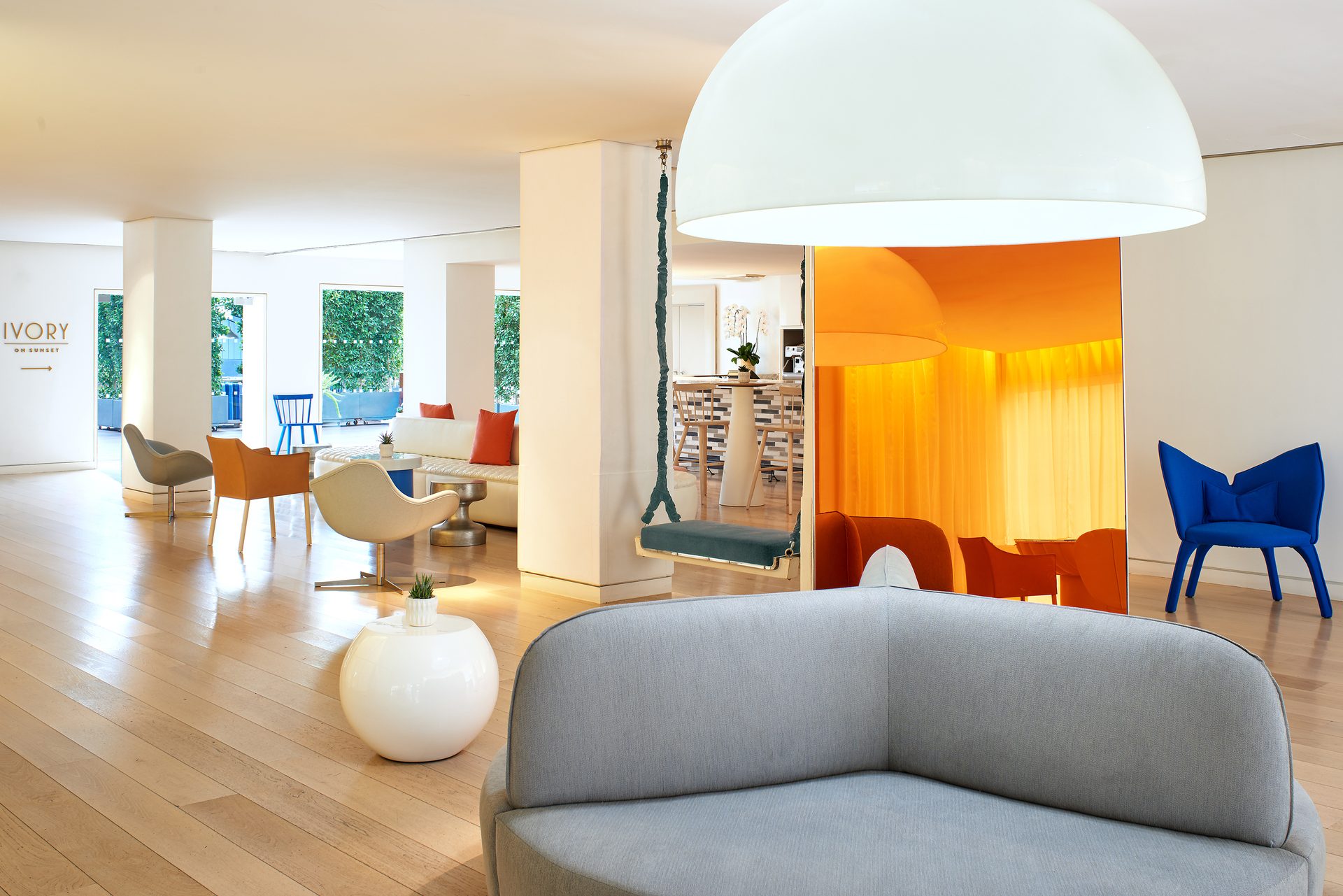 Furniture, Couch, Property, Comfort, Table, Chair, Orange, Lighting, Lamp, Wood