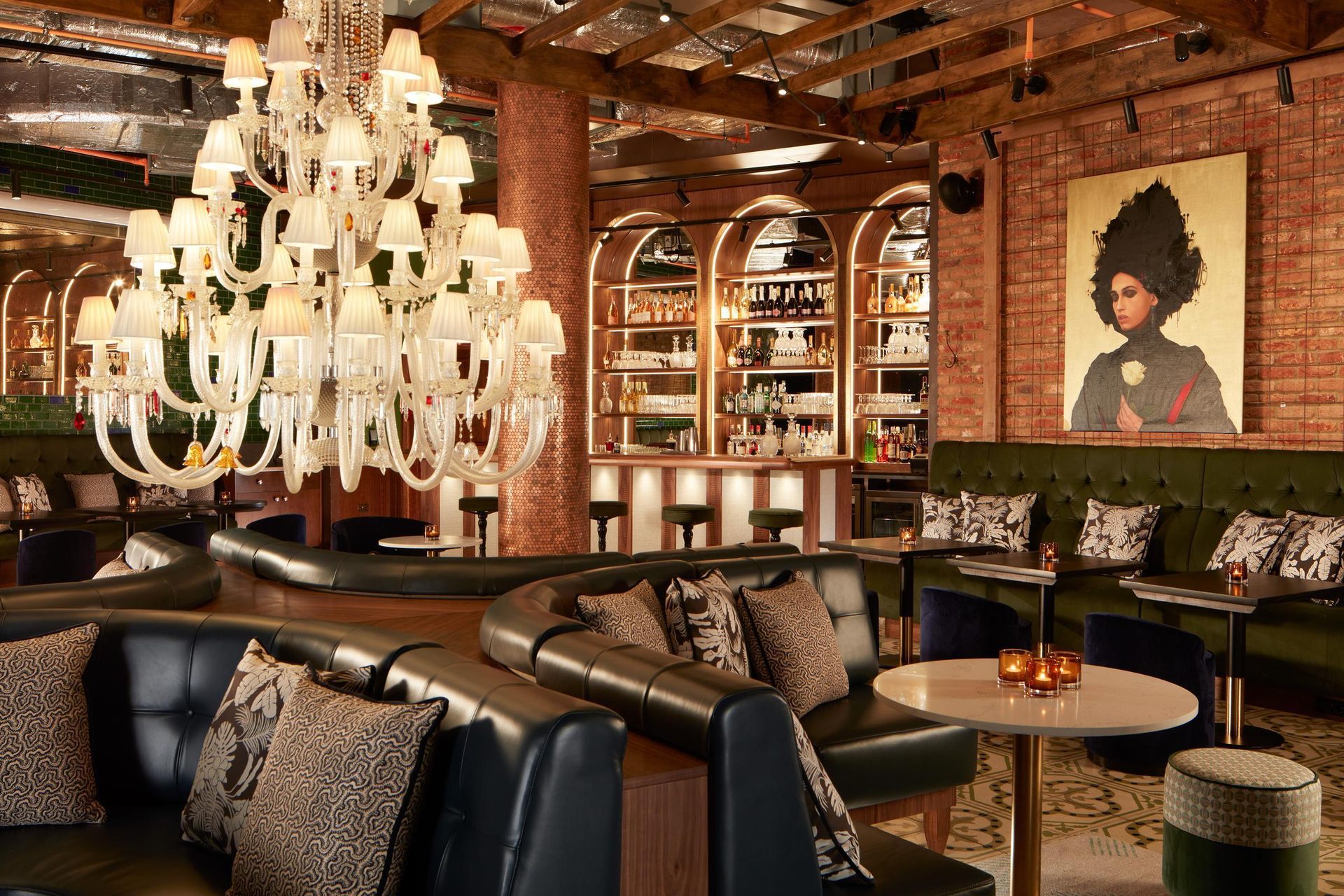 Picture frame, Drinking establishment, Interior design, Furniture, Building, Wood, Architecture, Barware, Lamp, Shelf
