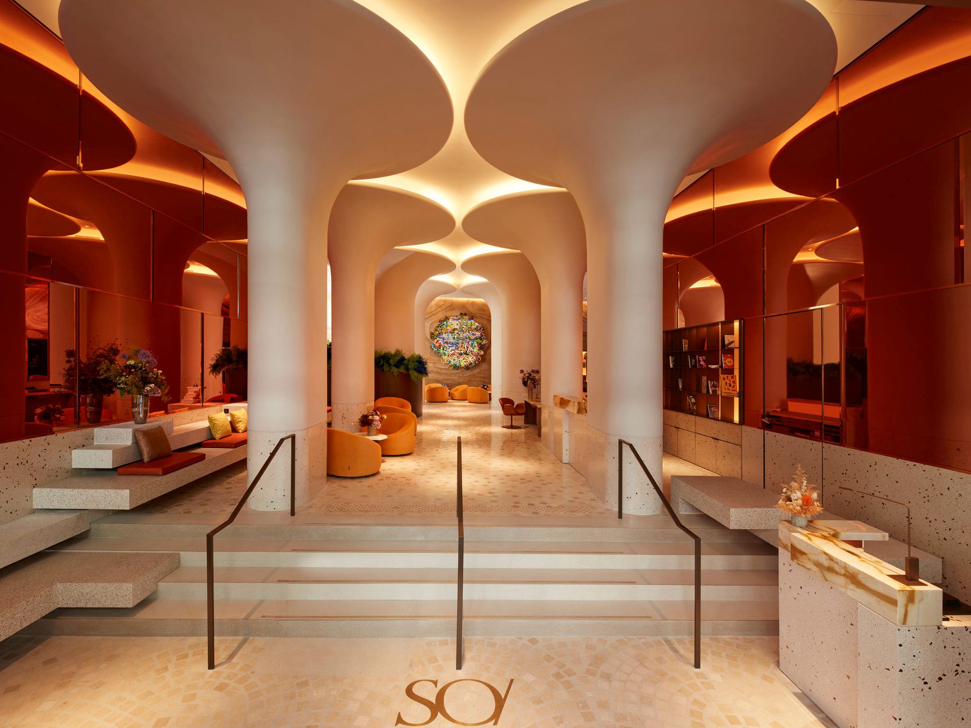 Interior design, Orange, Hall