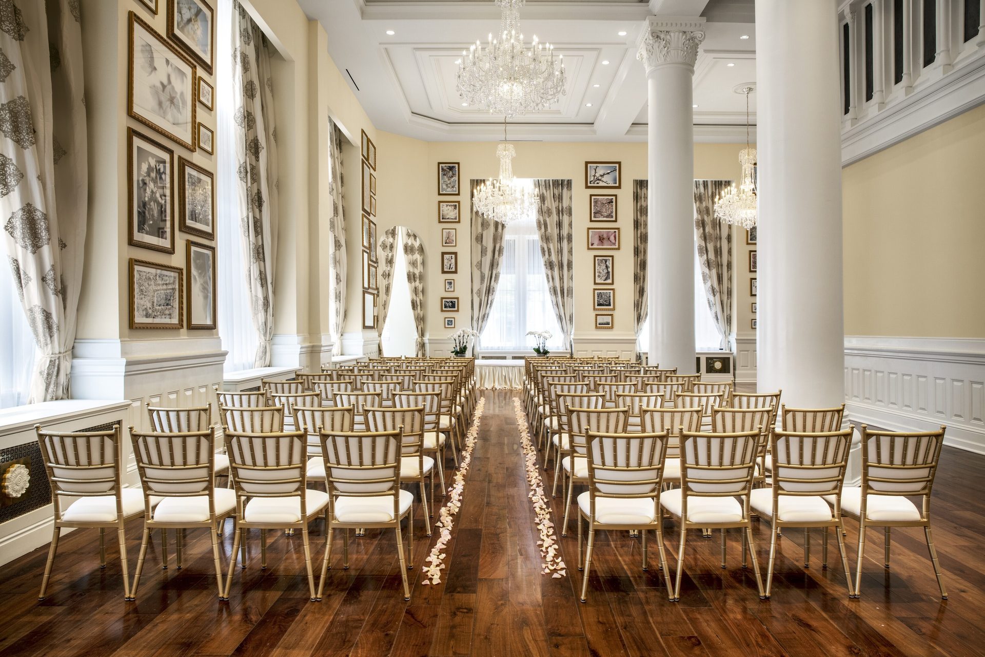 Interior design, Picture frame, Furniture, Table, Chair, Decoration, Building, Lighting, Hall, Wood