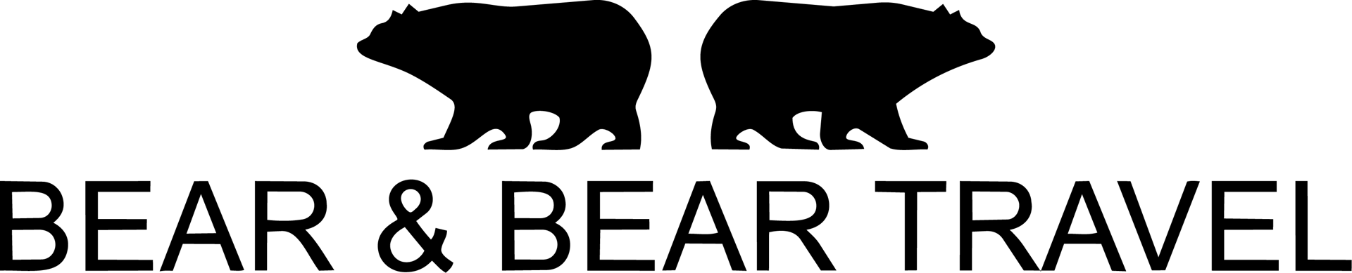 Logo for Bear & Bear Travel featuring two black bear silhouettes above the company name.