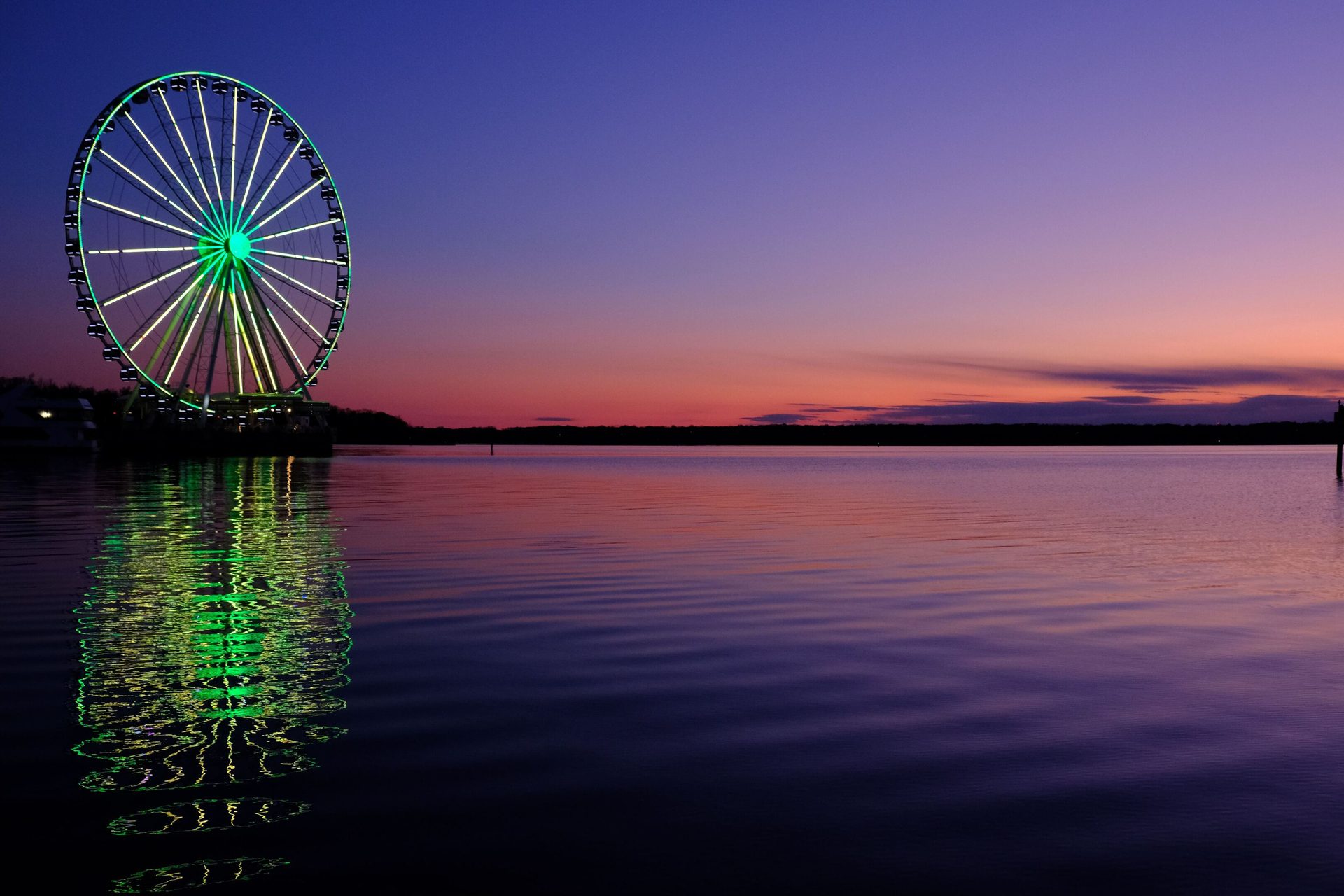 Ferris wheel, Water, Sky, Cloud, Lake, Dusk, Afterglow