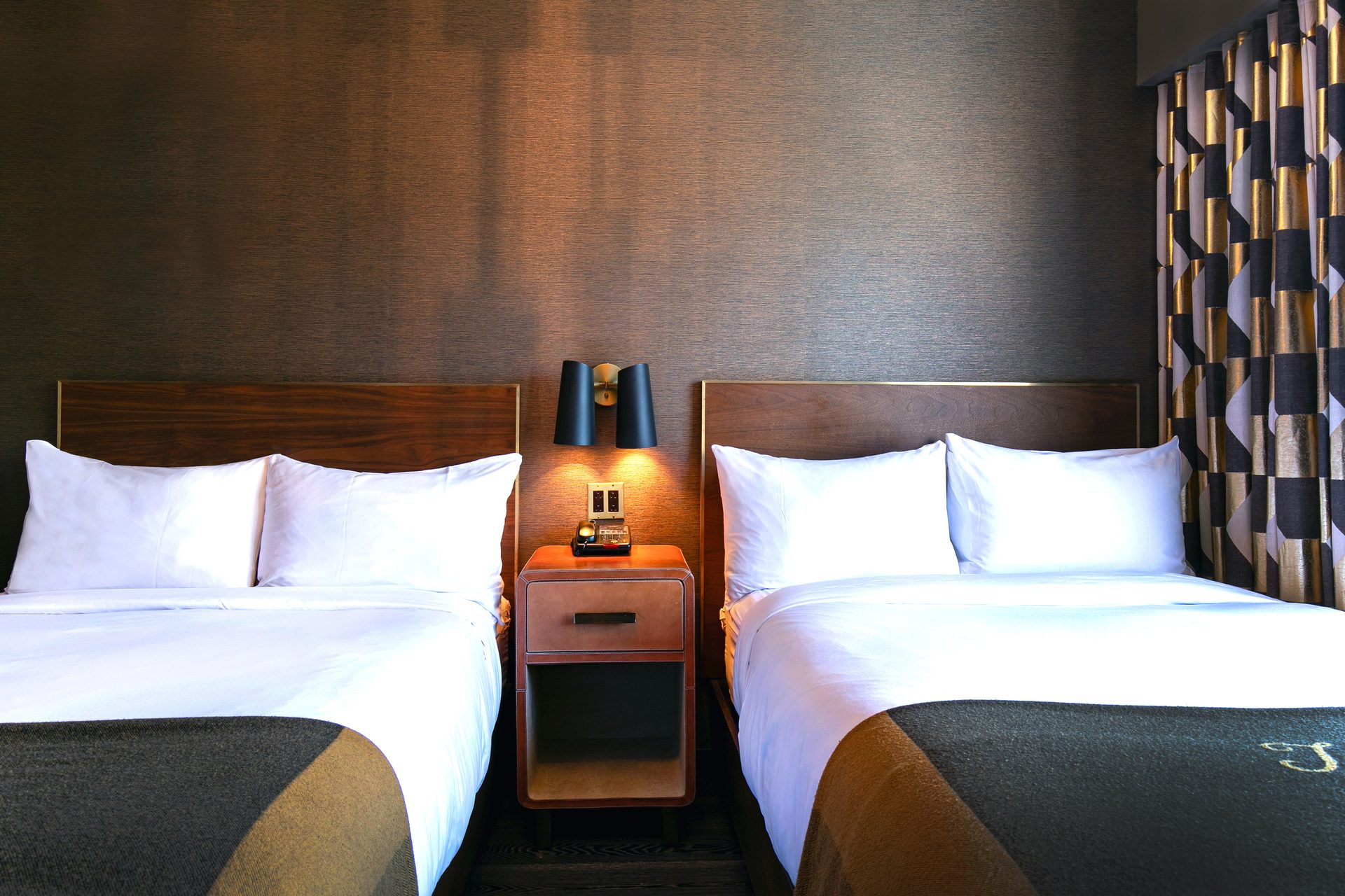 Bed frame, Interior design, Furniture, Building, Comfort, Light, Pillow, Lamp, House, Wood