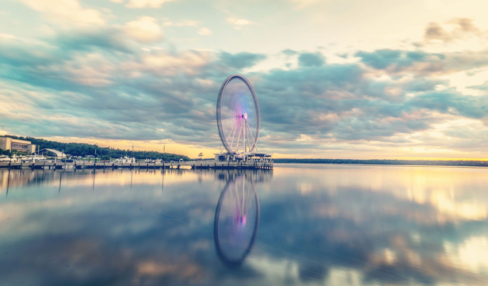 Natural landscape, Water, Cloud, Sky, Plant, Wheel, Dusk, Sunset, Lake, Sunlight