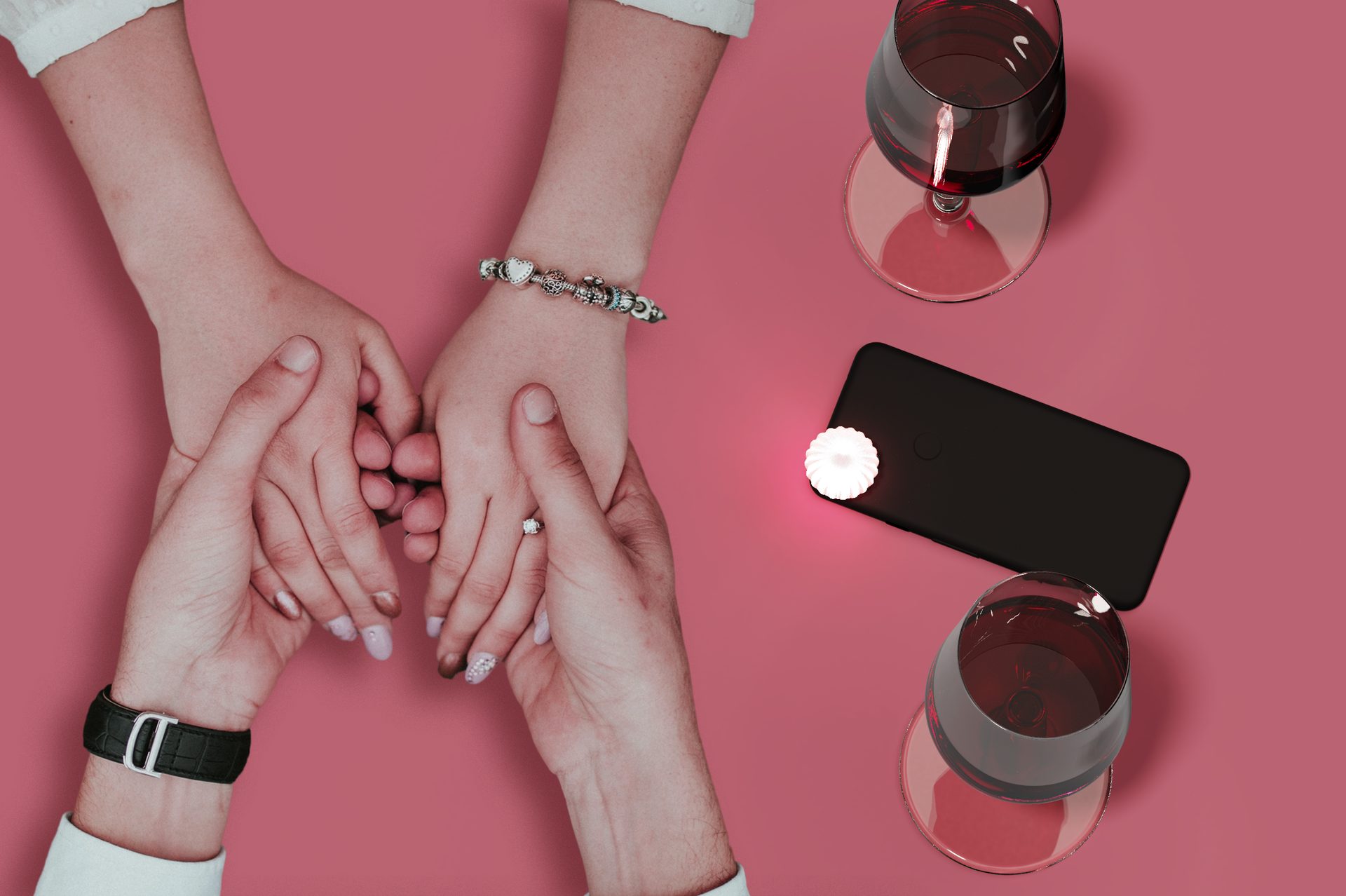Hand, Watch, Purple, Pink, Gesture, Thumb, Finger, Nail, Violet, Red