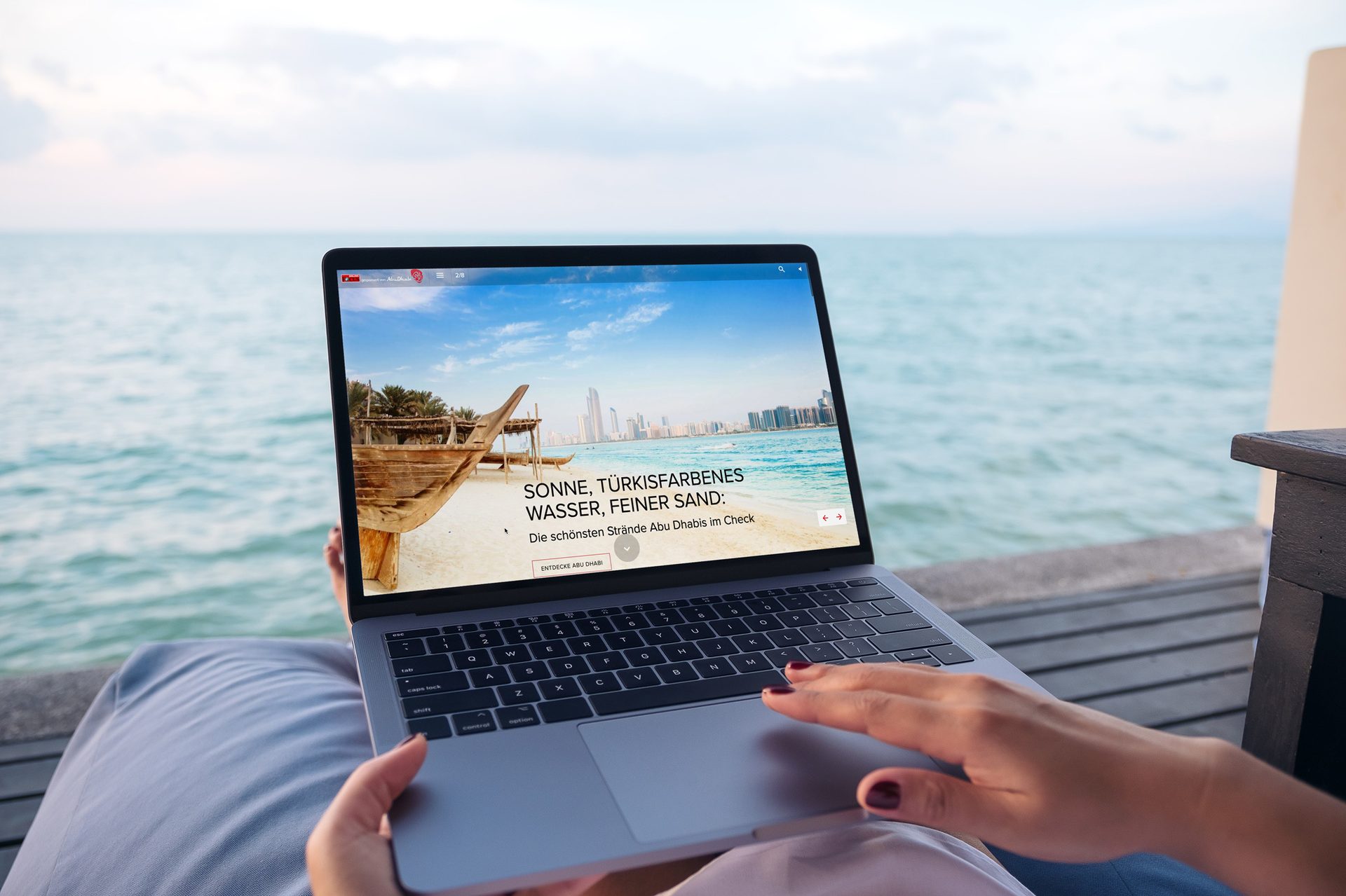 Personal computer, Cloud, Water, Sky, Hand, Laptop, Touchpad, Furniture, Netbook