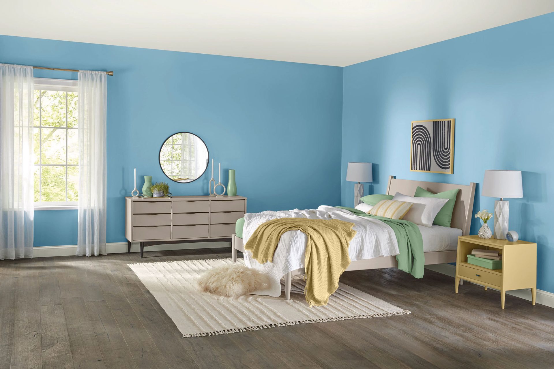 Interior design, Furniture, Window, Blue, Green, Comfort, Wood, Cabinetry, Drawer, Flooring