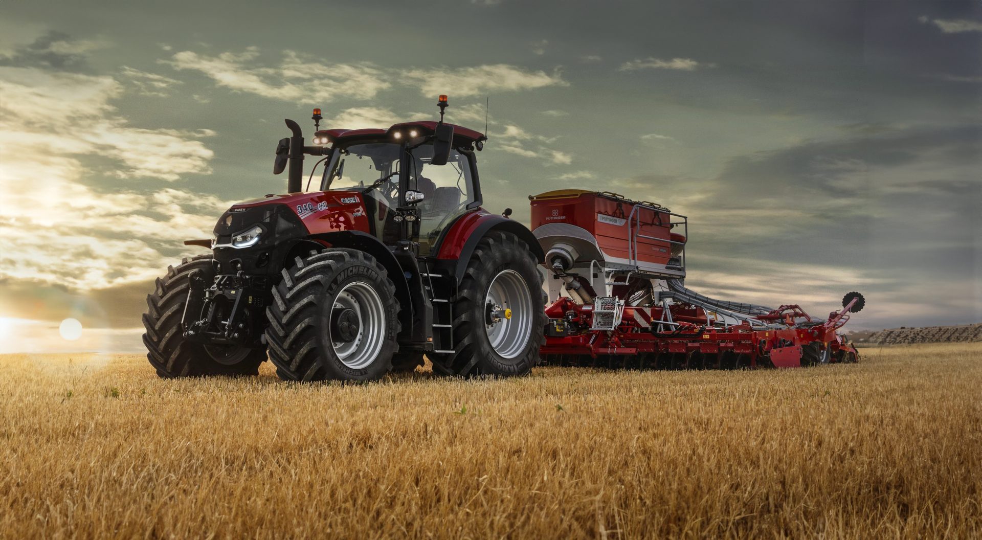 Automotive tire, Agricultural machinery, Sky, Wheel, Cloud, Tractor, Vehicle, Tread, Plant