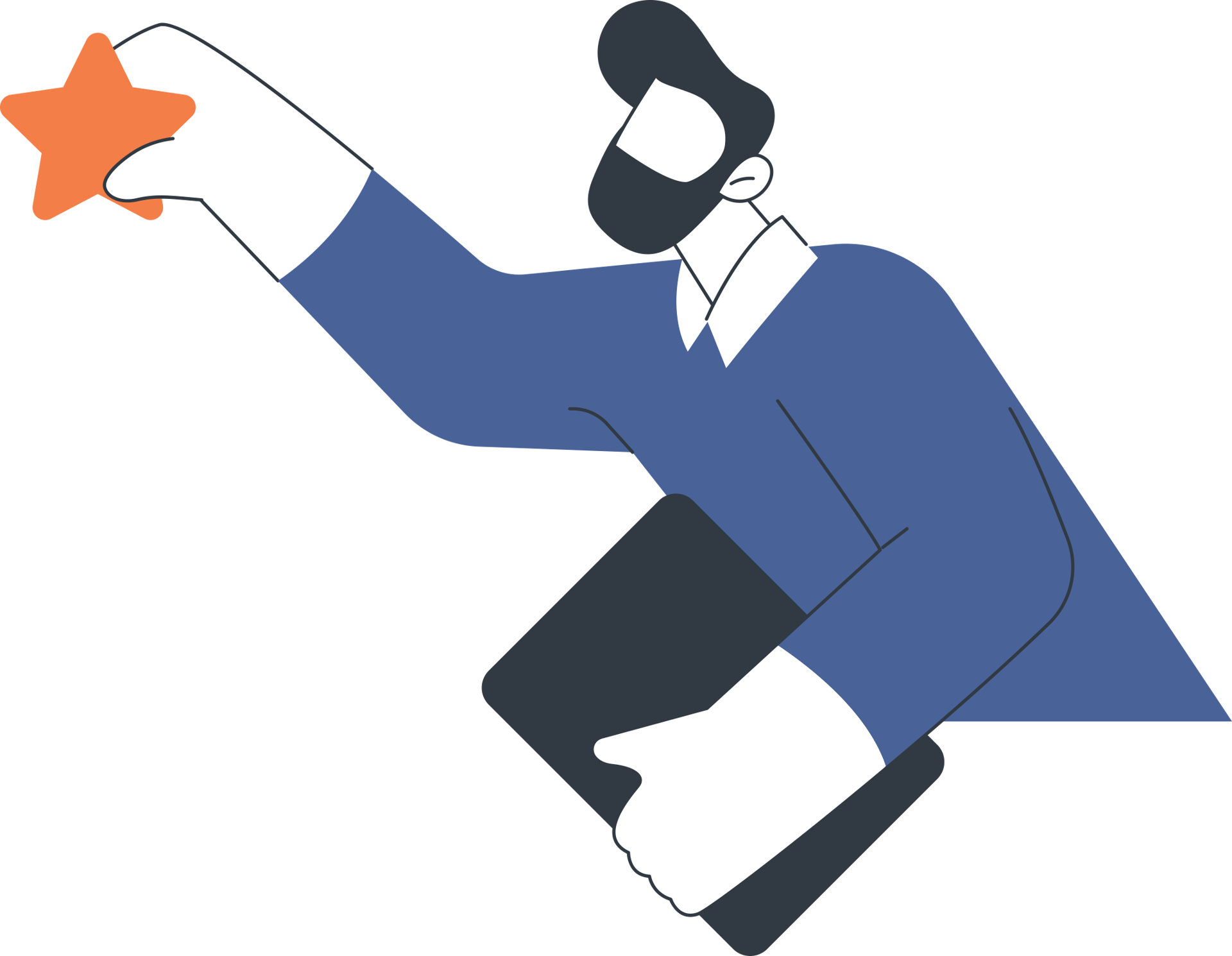 graphic of man lifting up a review star
