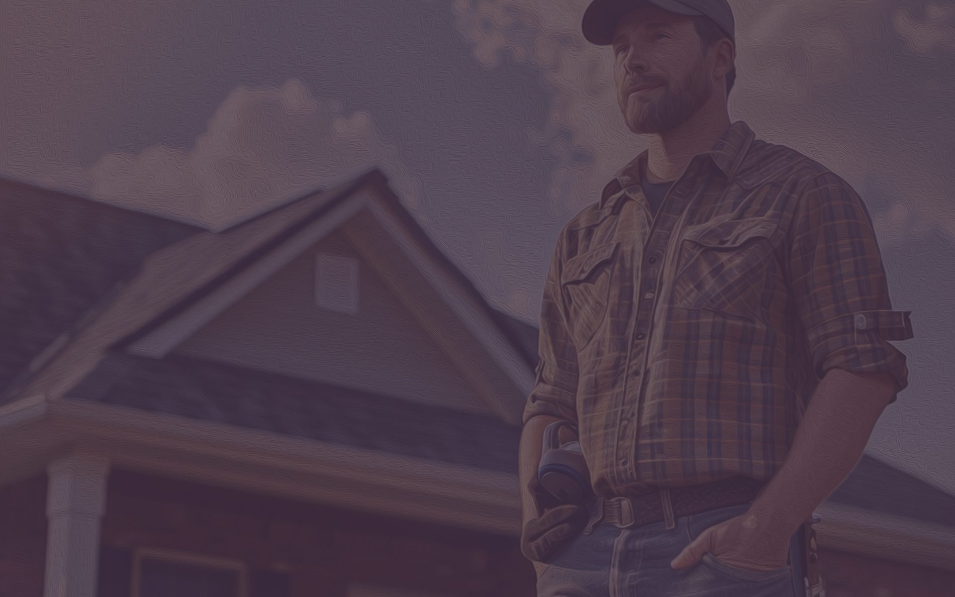 image of a contractor in front of a residential roof smiling